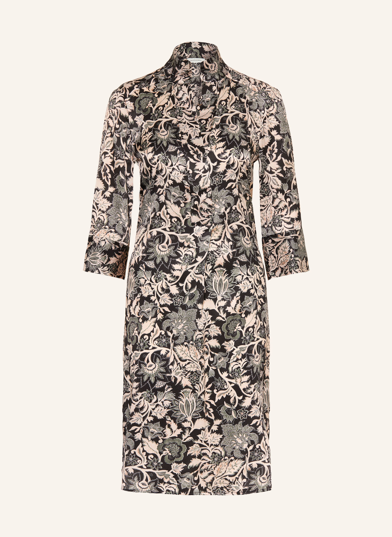 dea kudibal Kleid KAMILLES mit Seide und 3/4-Arm: SCHWARZ / CREME / KHAKI