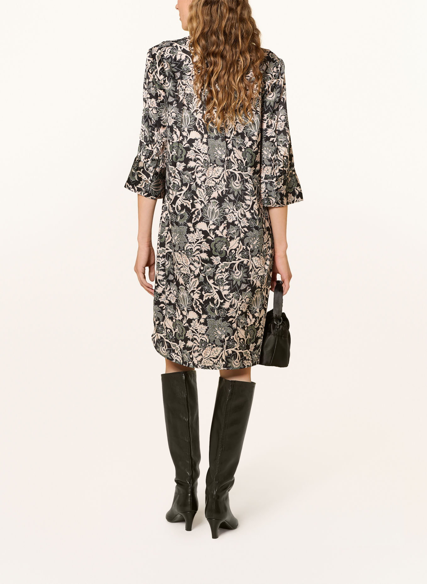 dea kudibal Kleid KAMILLES mit Seide und 3/4-Arm: SCHWARZ / CREME / KHAKI