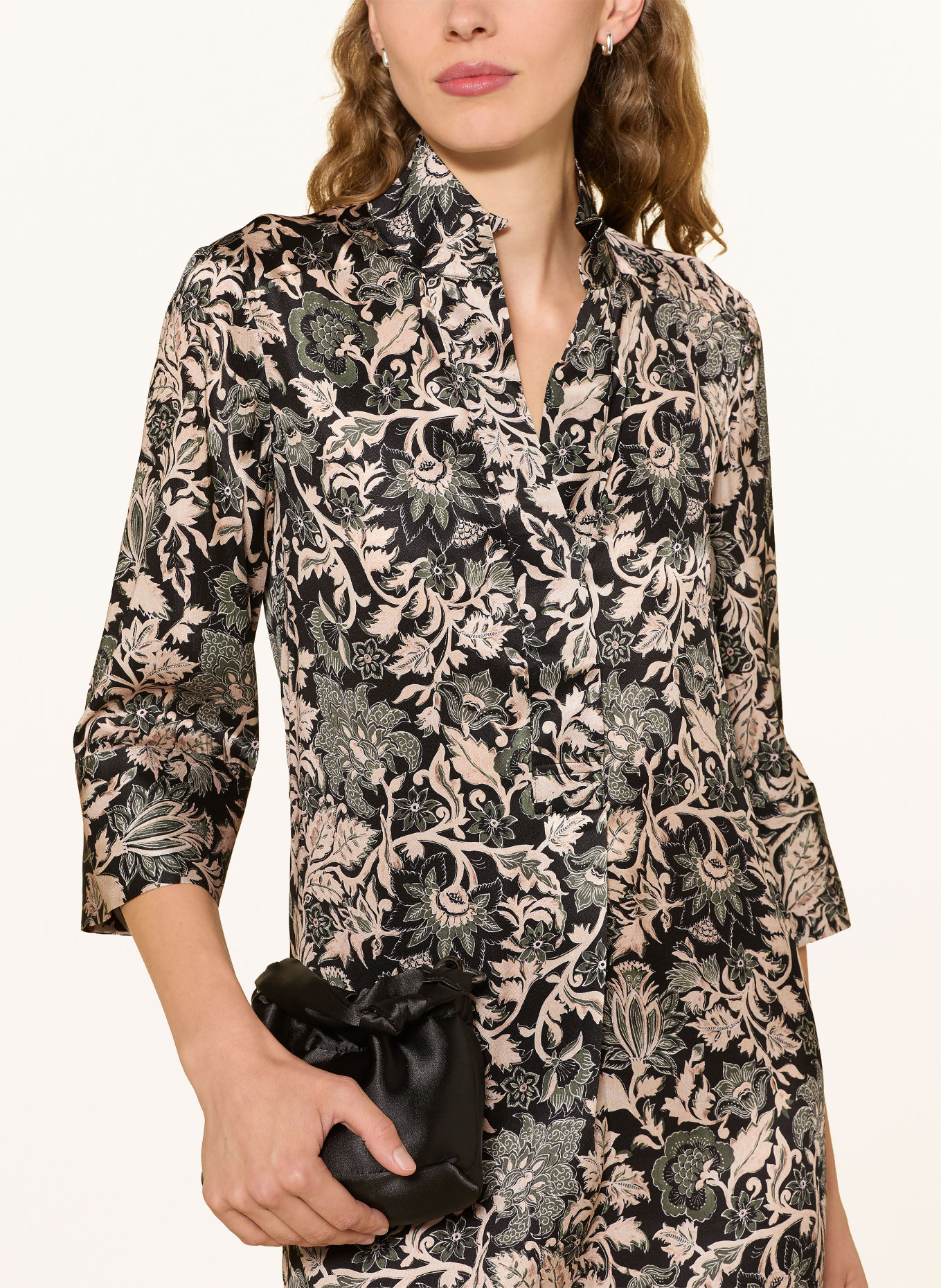 dea kudibal Kleid KAMILLES mit Seide und 3/4-Arm: SCHWARZ / CREME / KHAKI