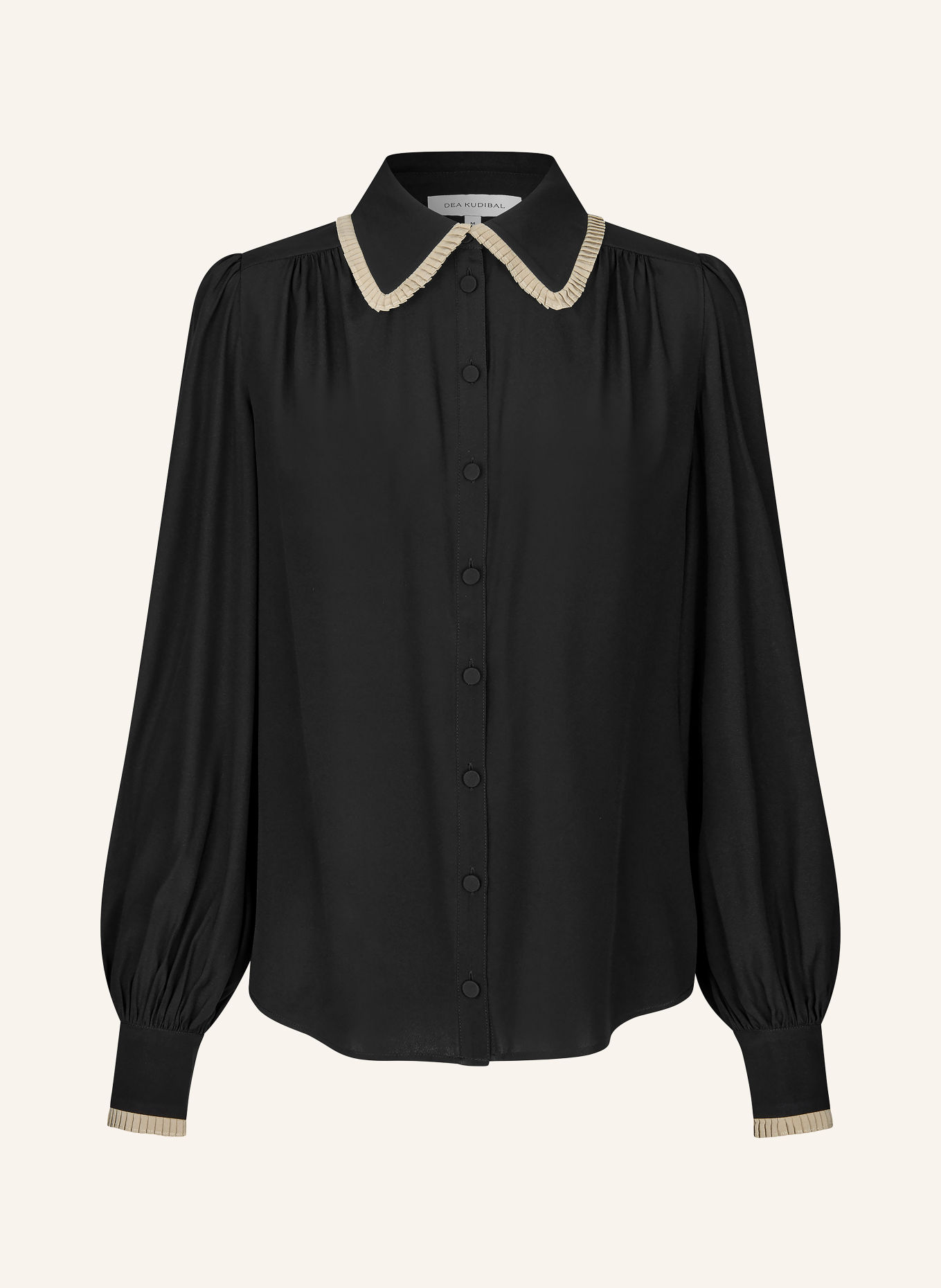 dea kudibal Bluse UMA mit Seide und Plissees: SCHWARZ / BEIGE