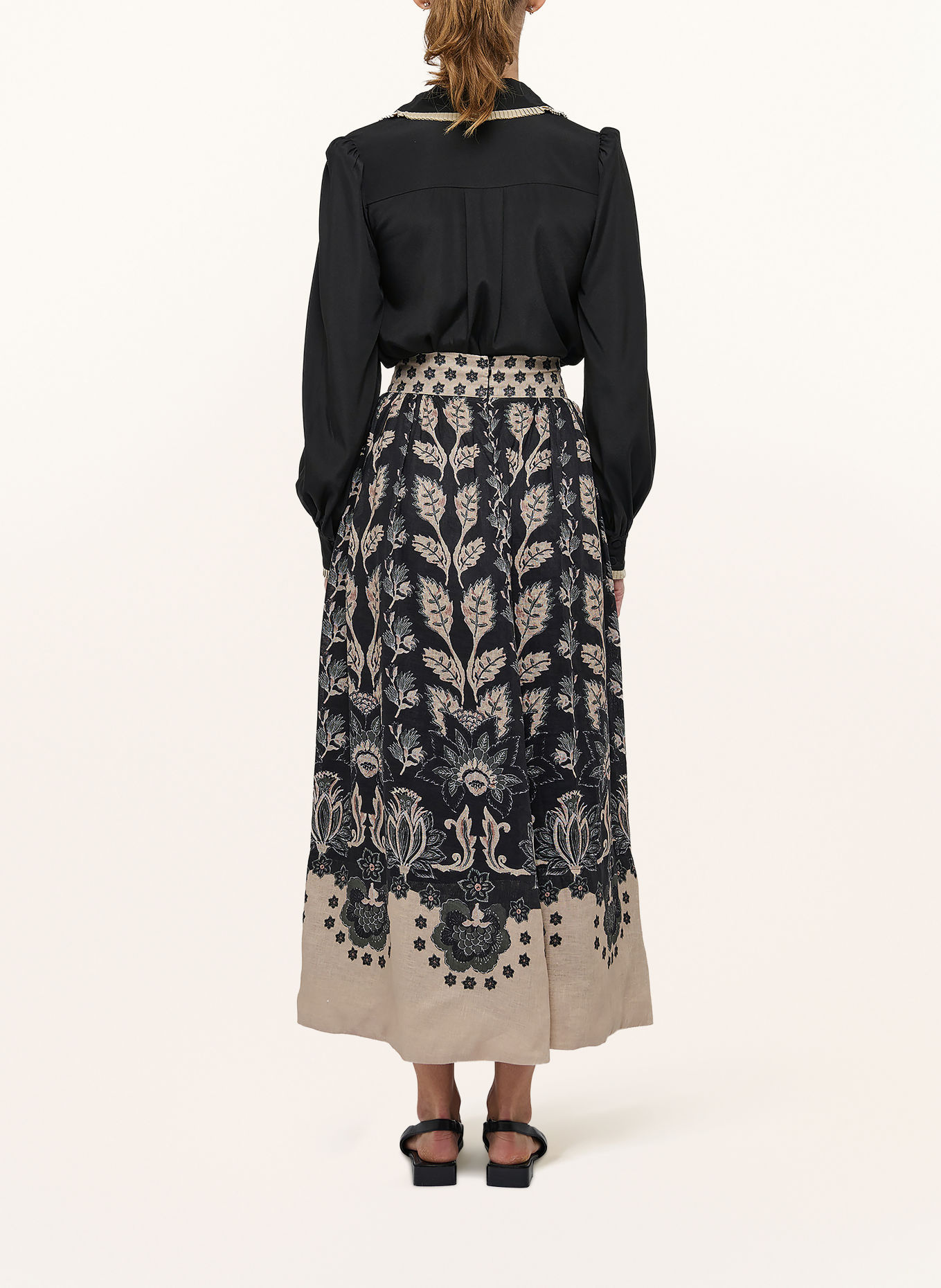dea kudibal Bluse UMA mit Seide und Plissees: SCHWARZ / BEIGE