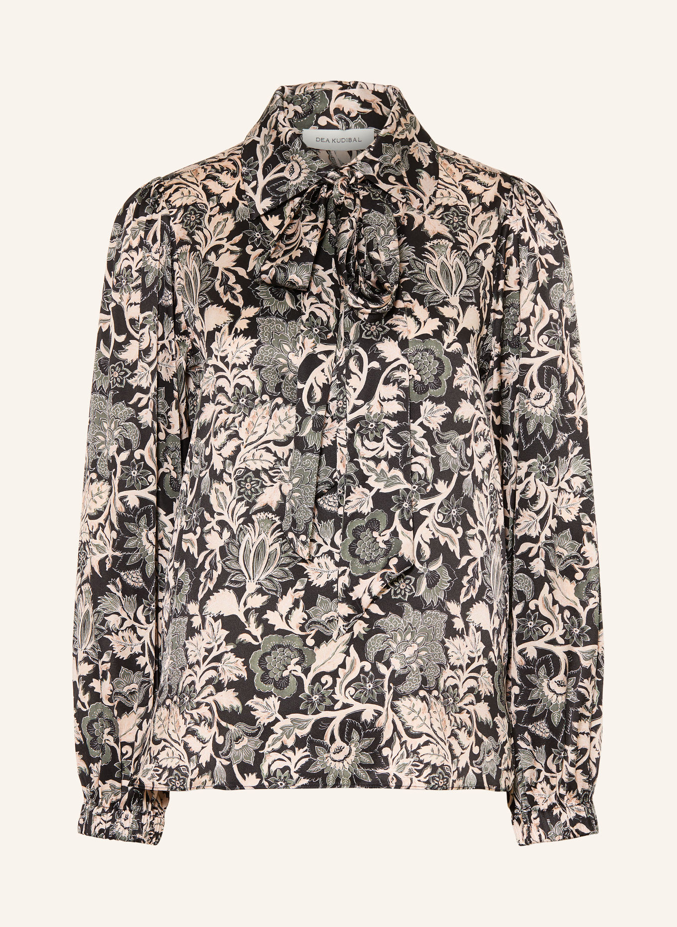 dea kudibal Blusenshirt KIKKI mit Seide und abnehmbarer Schluppe: SCHWARZ / BEIGE / KHAKI