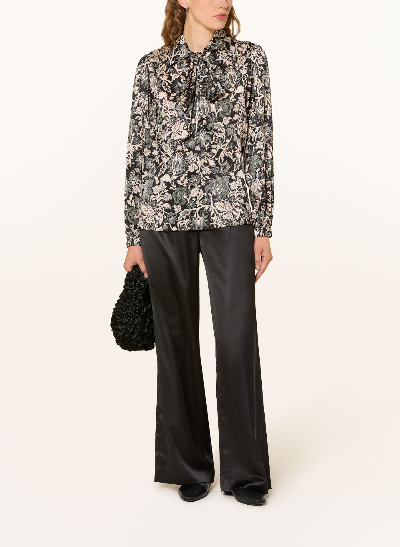 dea kudibal Blusenshirt KIKKI mit Seide und abnehmbarer Schluppe: SCHWARZ / BEIGE / KHAKI