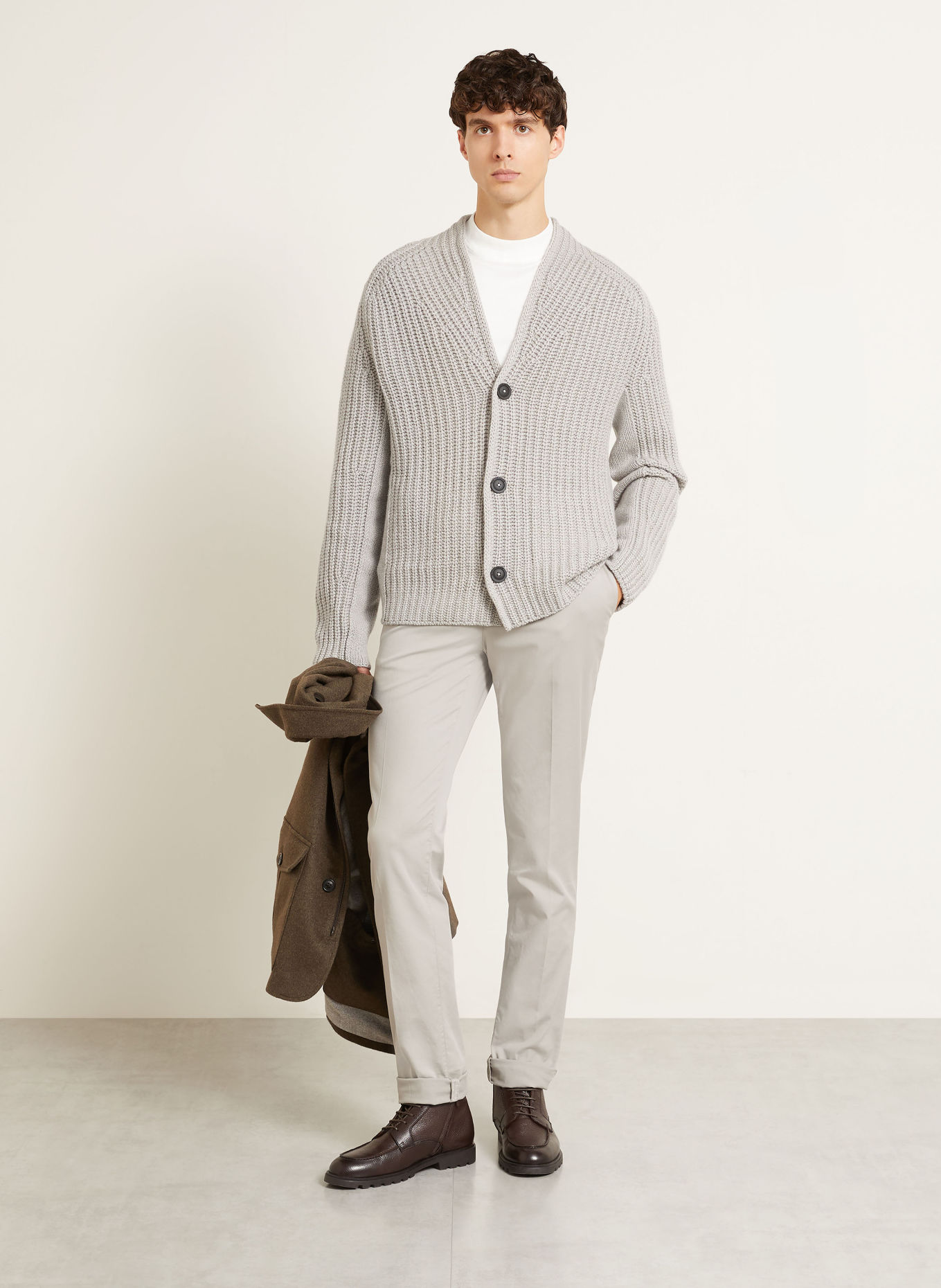 IRIS von ARNIM LEIGHTON Cashmere Cardigan: LIGHT GRAY