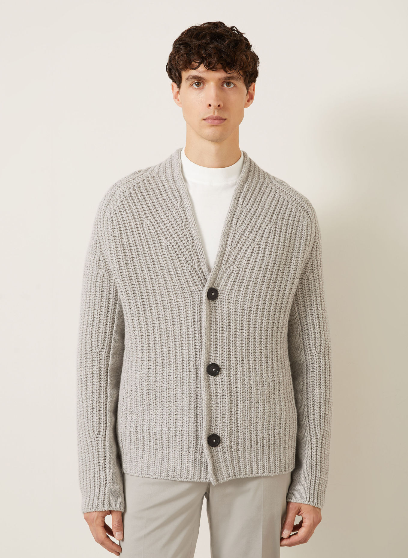 IRIS von ARNIM LEIGHTON Cashmere Cardigan: LIGHT GRAY
