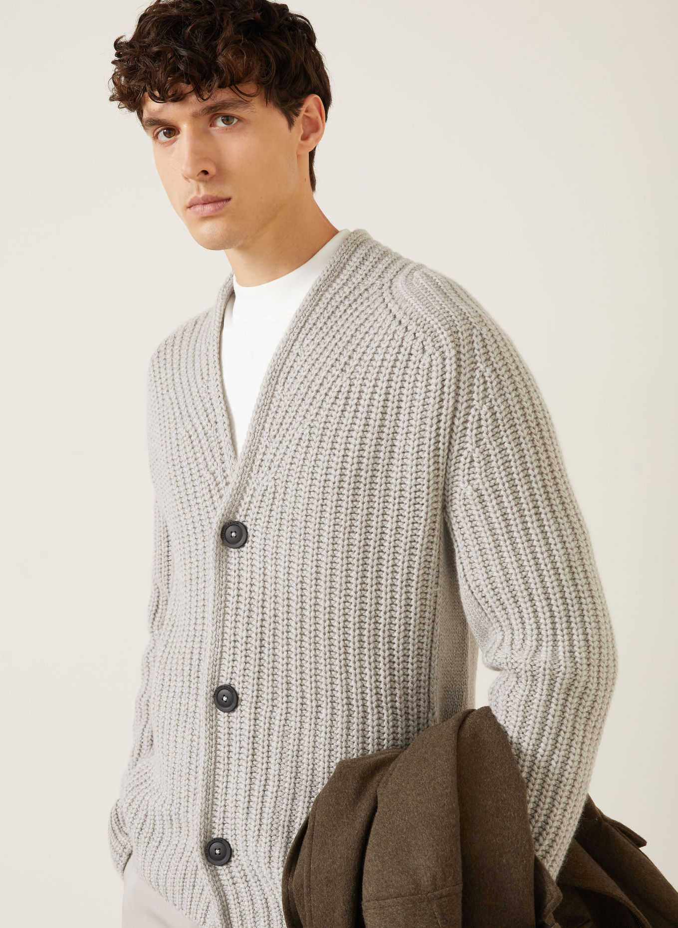 IRIS von ARNIM LEIGHTON Cashmere Cardigan: LIGHT GRAY