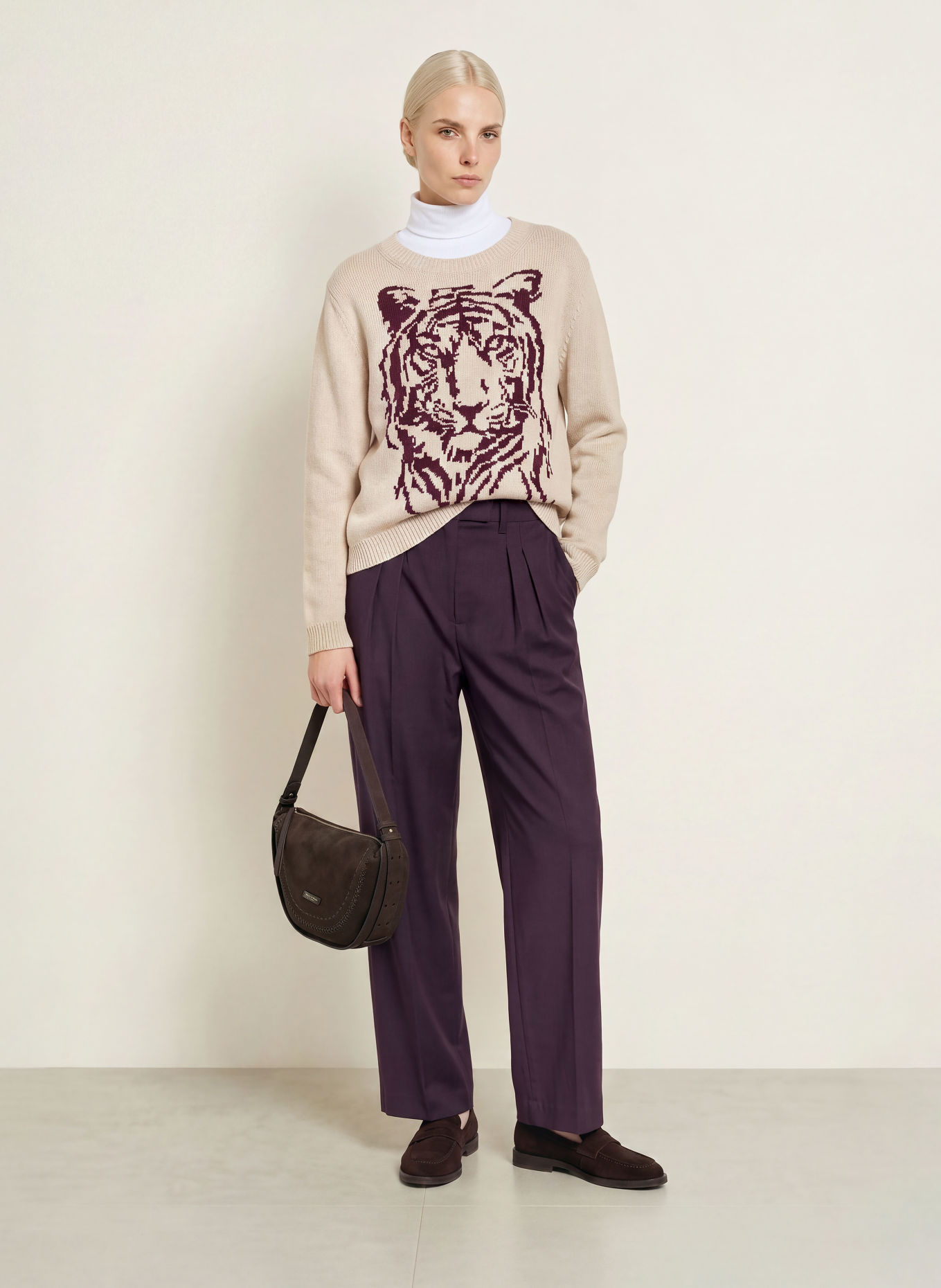 Miss Lagotte Pull: CRÈME / LILAS FONCÉ