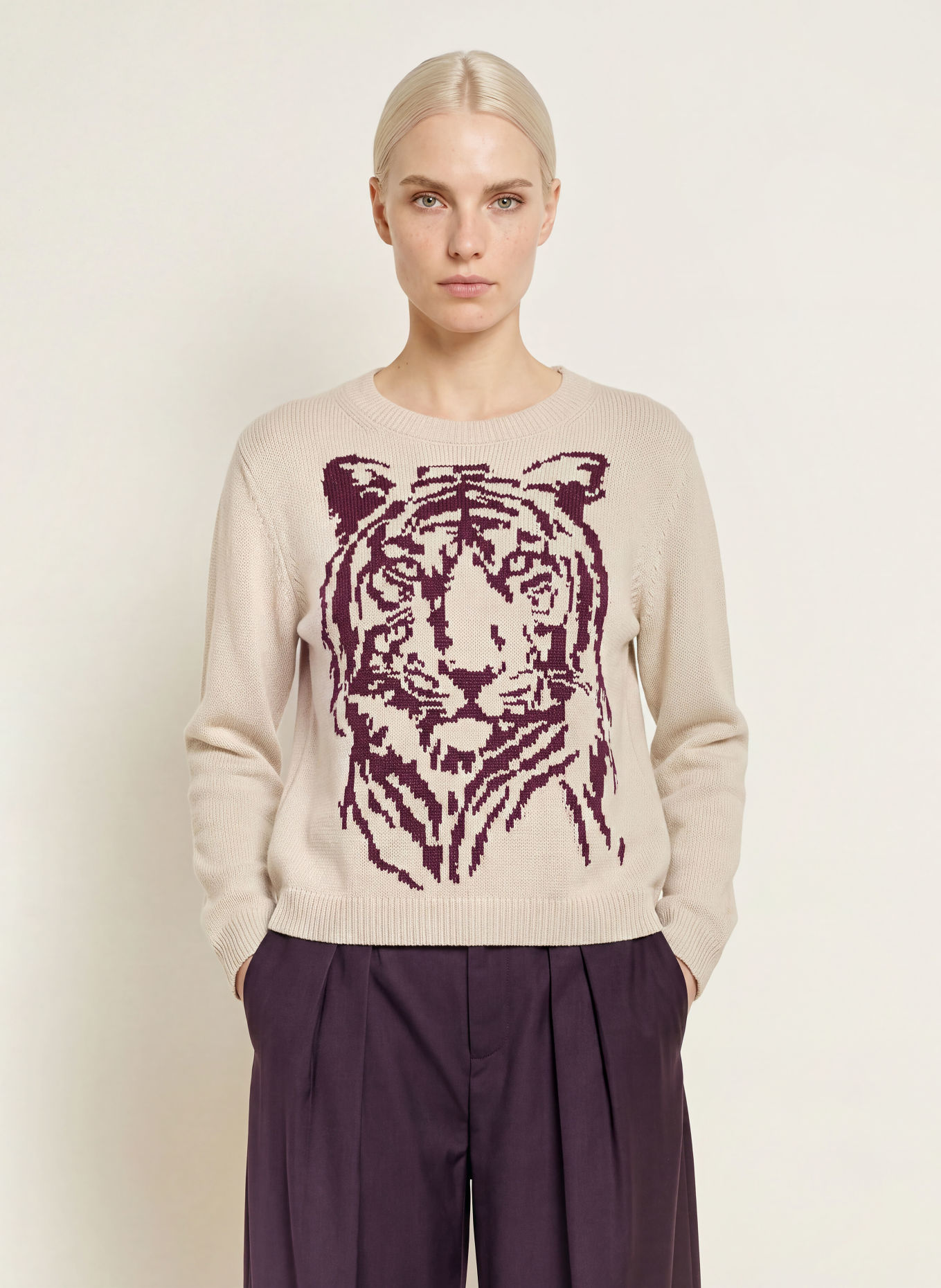 Miss Lagotte Pull: CRÈME / LILAS FONCÉ
