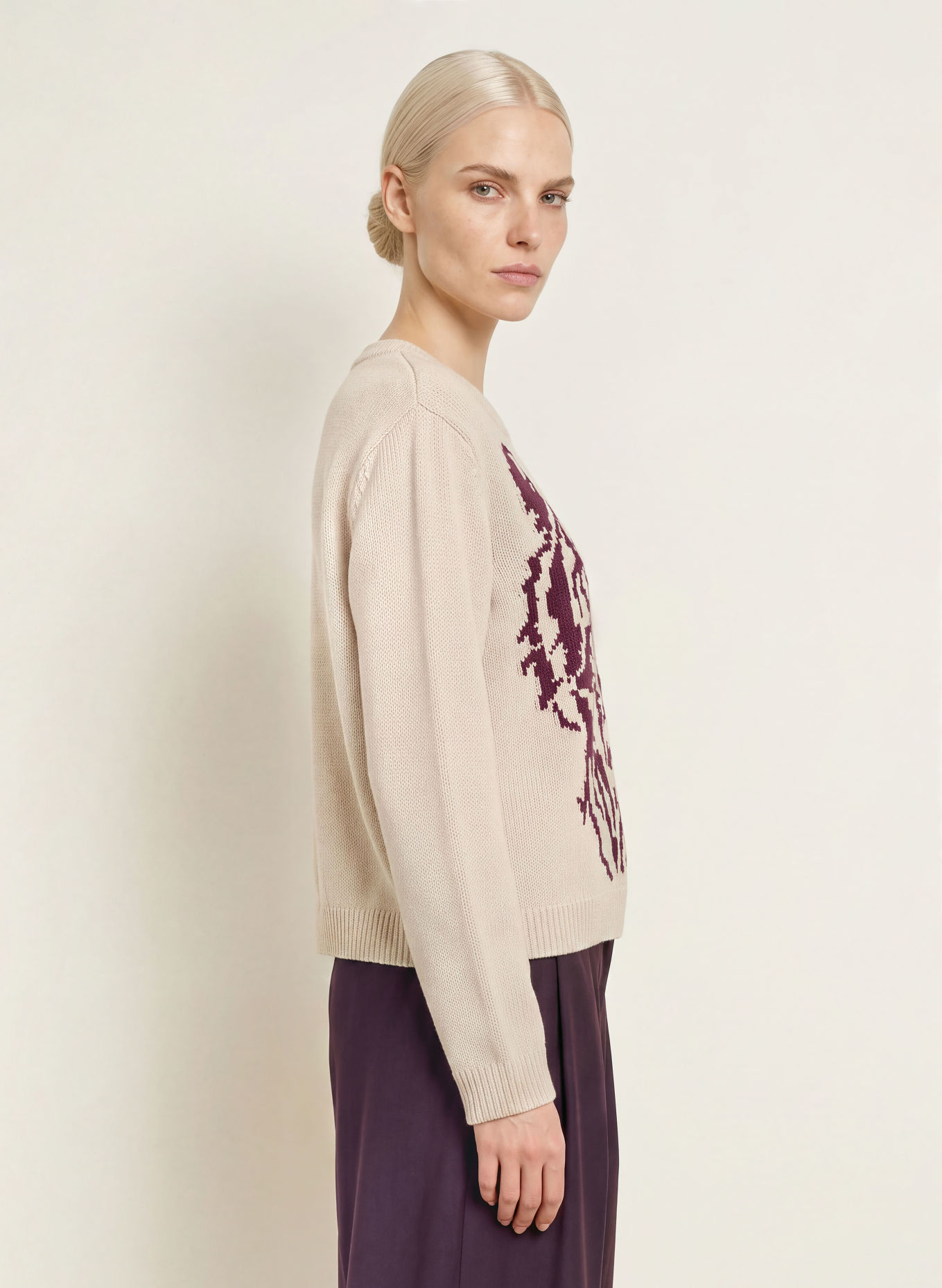 Miss Lagotte Pull: CRÈME / LILAS FONCÉ