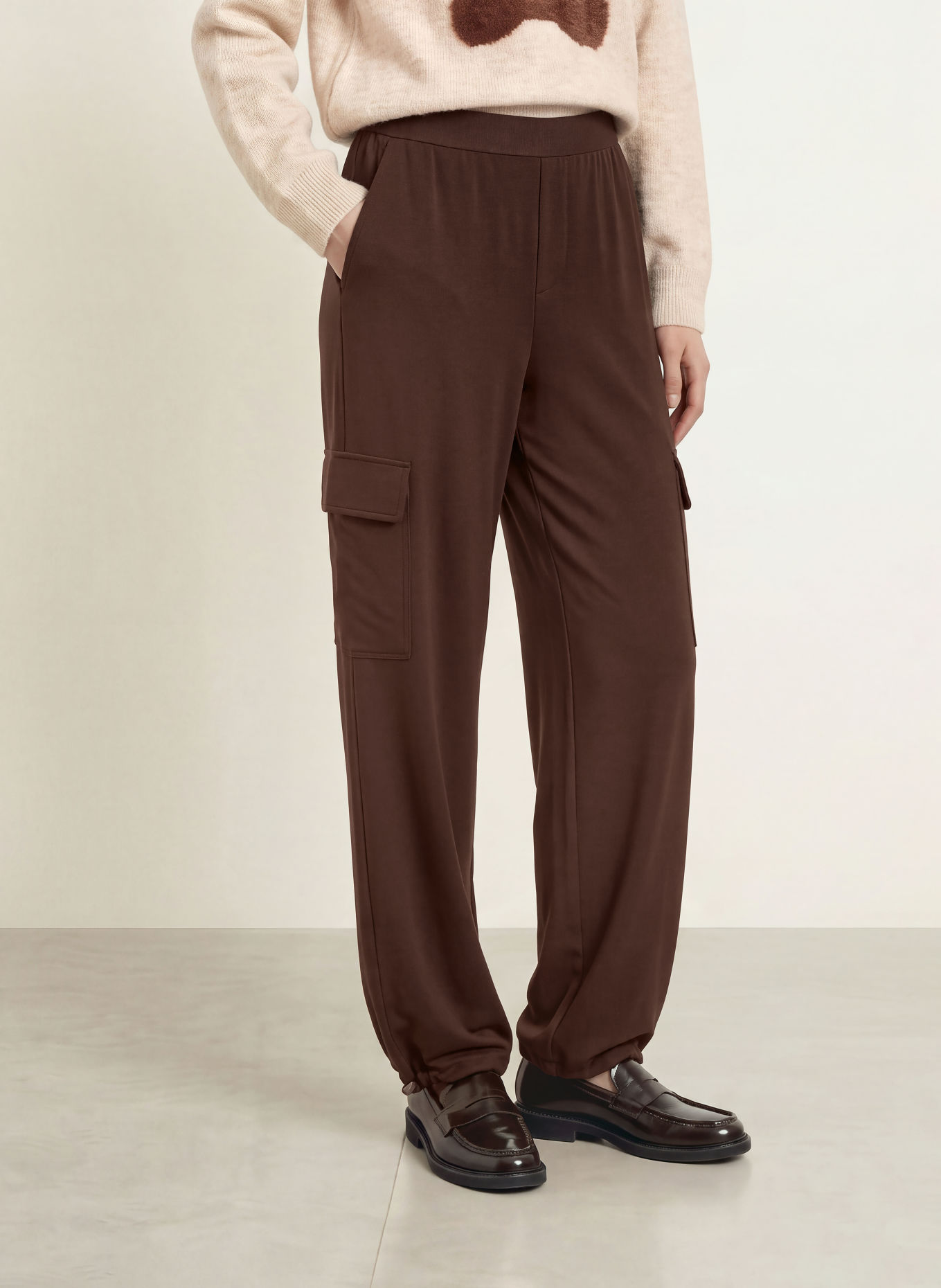Miss Lagotte Cargohose aus Jersey: DUNKELBRAUN