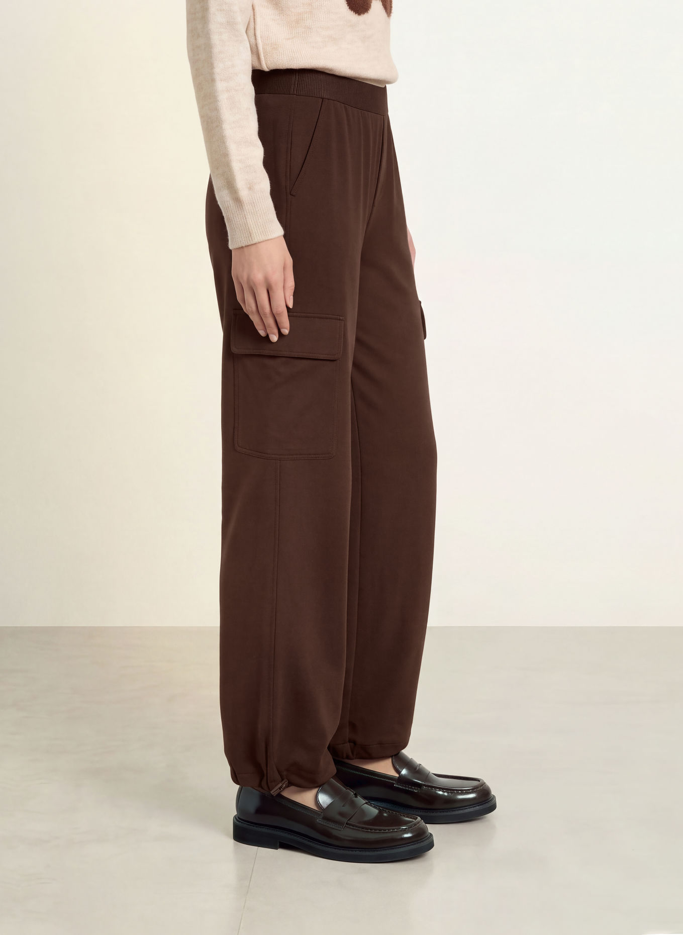 Miss Lagotte Cargohose aus Jersey: DUNKELBRAUN