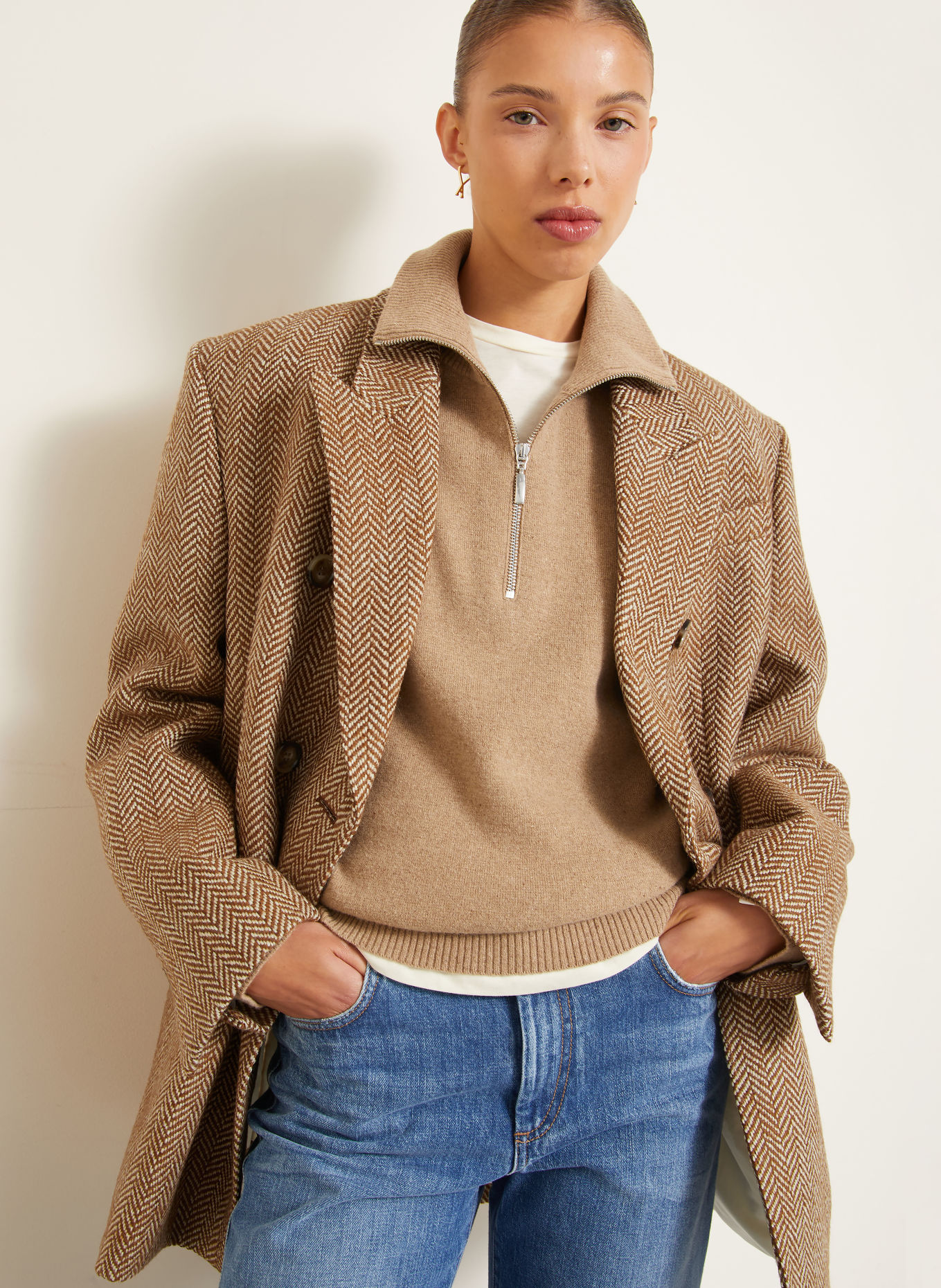 AMI PARIS Lang blazer: BRUN / BEIGE