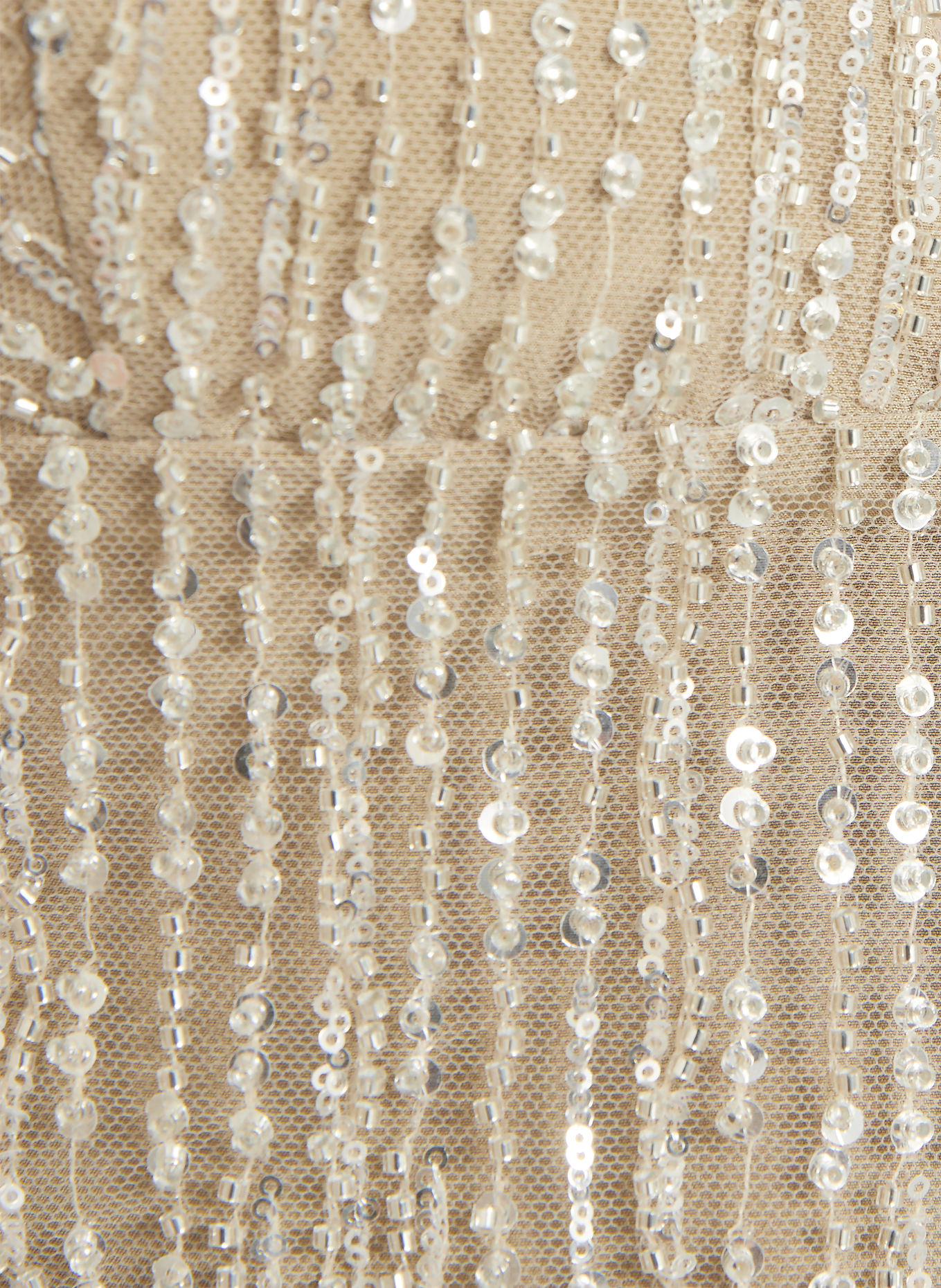 AMI PARIS Mesh-Top met pailletten en sierstenen: BEIGE / WITGOUD