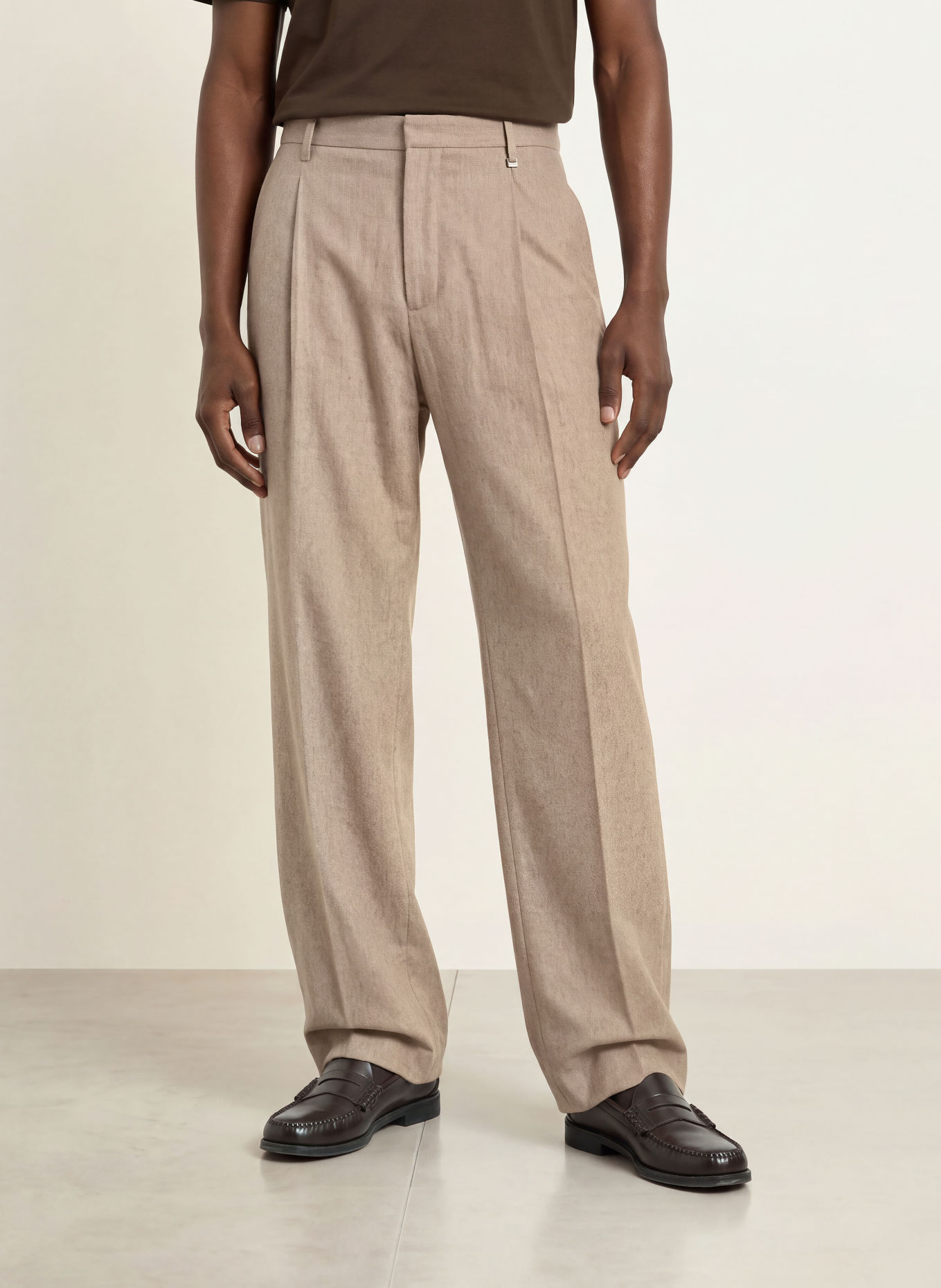 I'M BRIAN Flanellen broek, regular fit: 0025 beige
