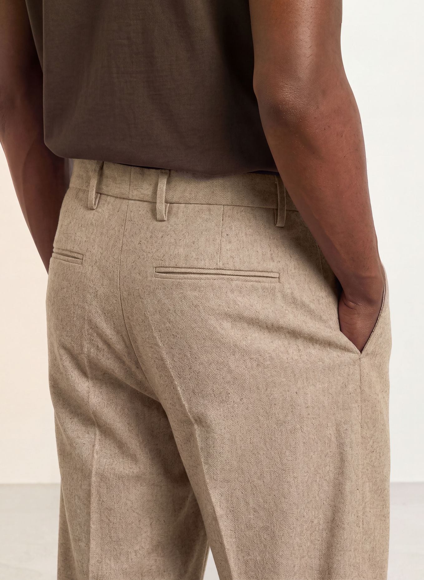 I'M BRIAN Flanellen broek, regular fit: 0025 beige