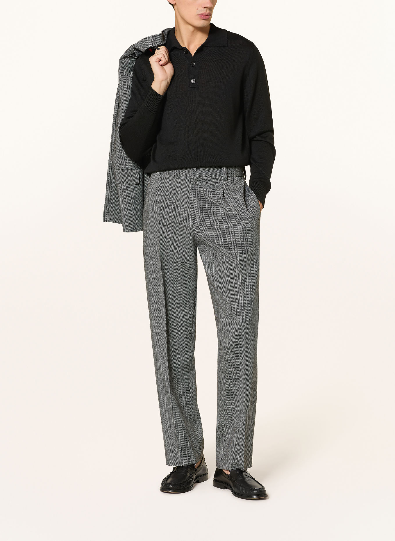 I'M BRIAN Knit polo shirt with merino wool: BLACK