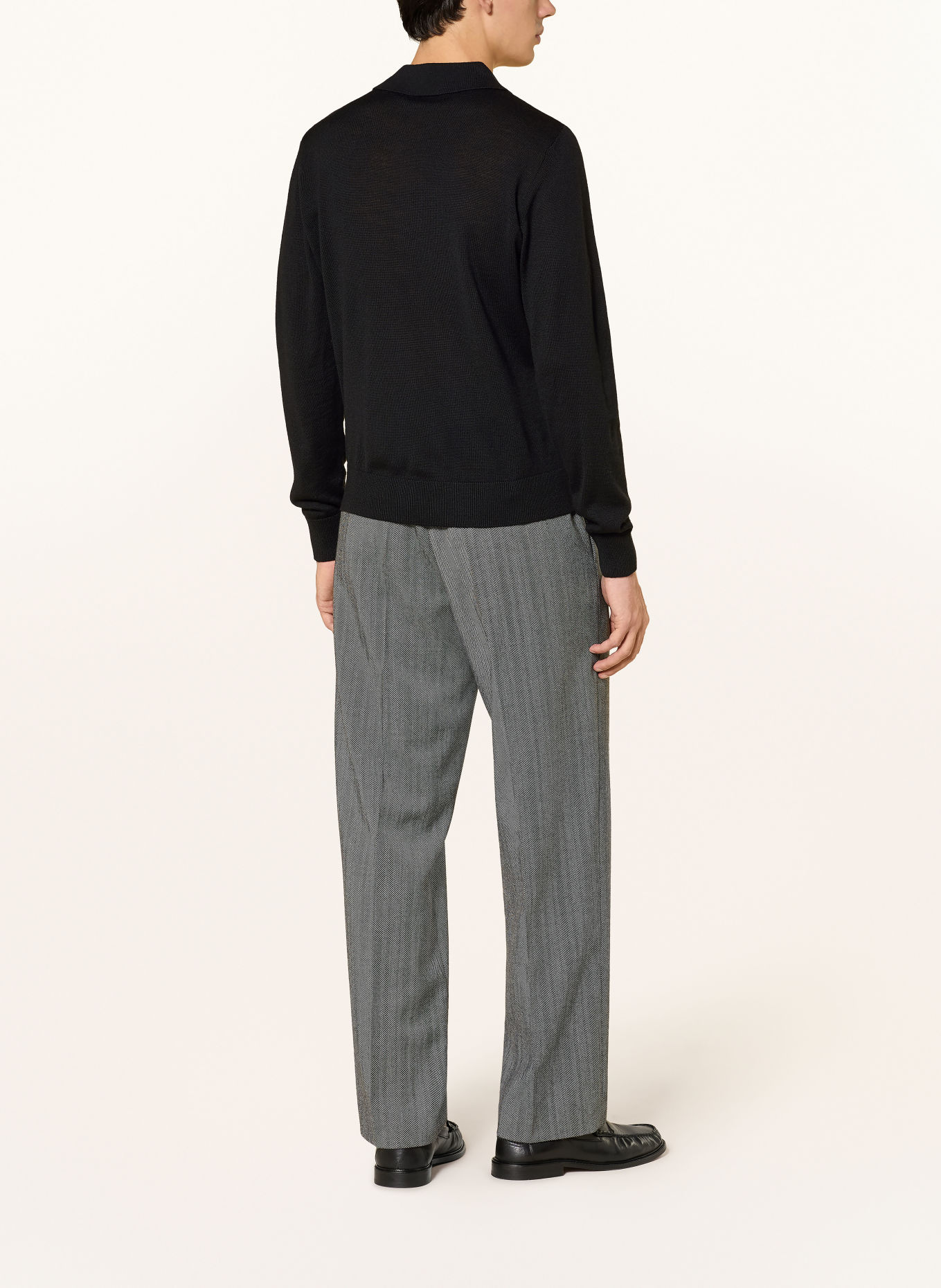 I'M BRIAN Knit polo shirt with merino wool: BLACK