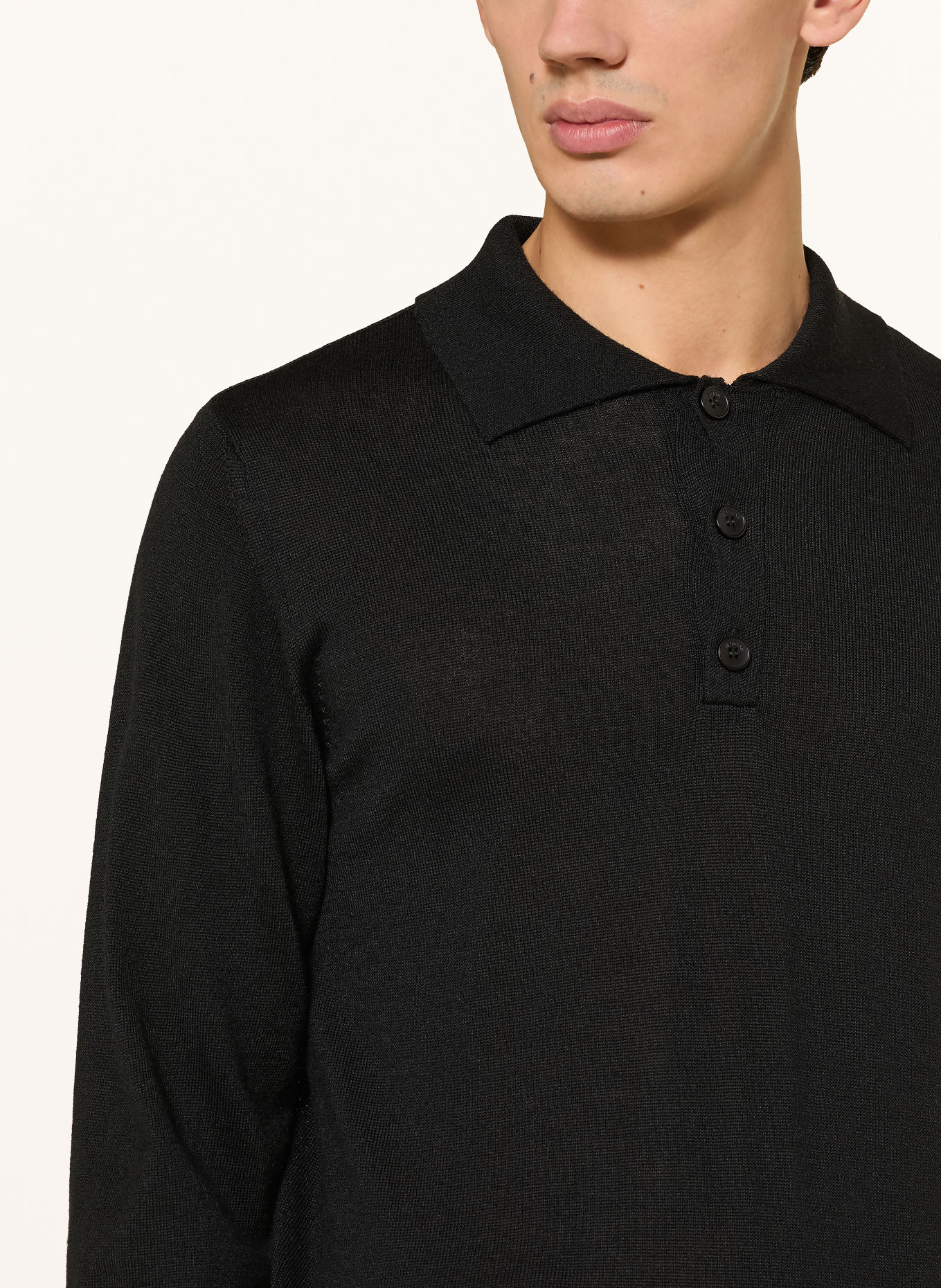 I'M BRIAN Knit polo shirt with merino wool: BLACK