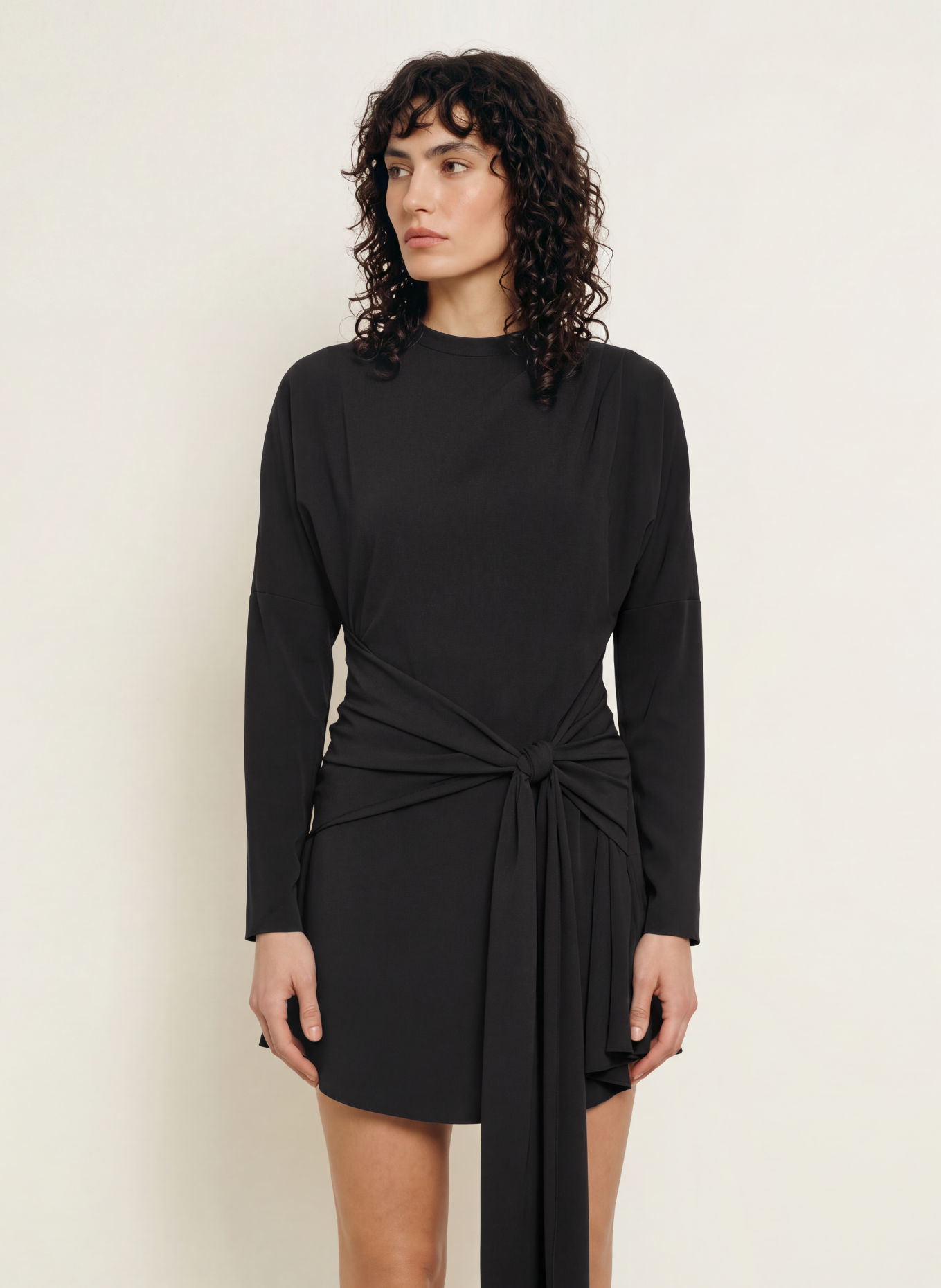 GANNI Wrap-look dress: BLACK