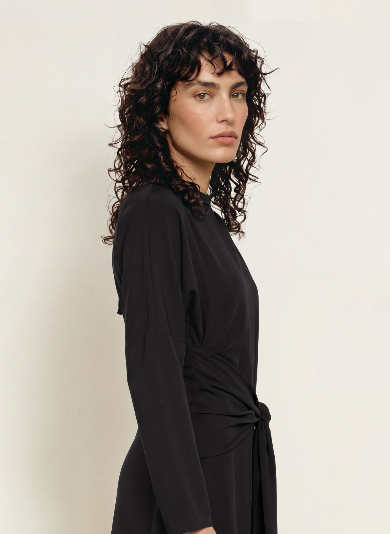 GANNI Wrap-look dress: BLACK