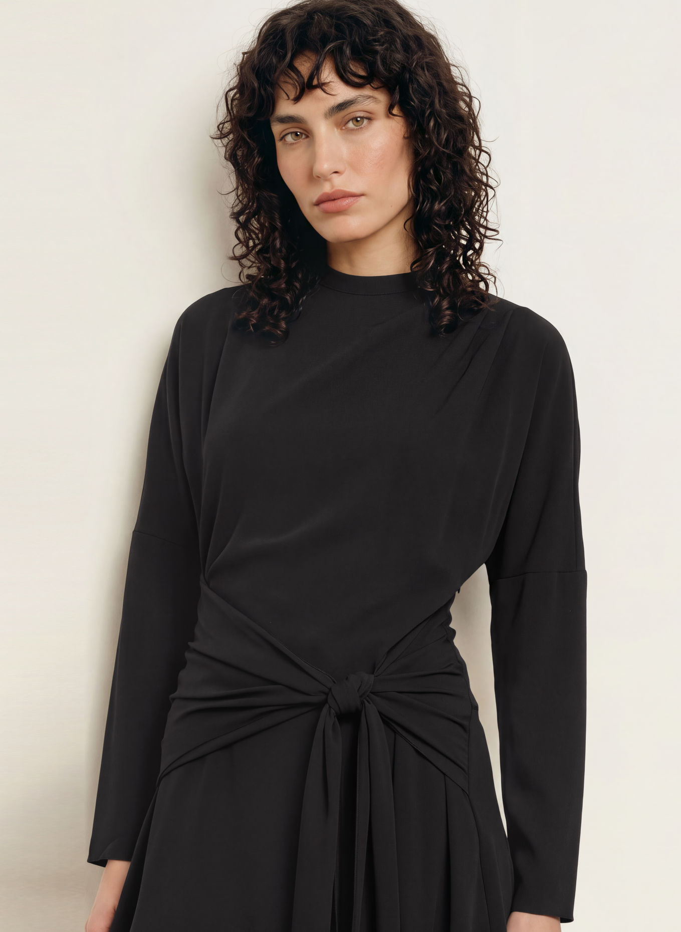 GANNI Wrap-look dress: BLACK