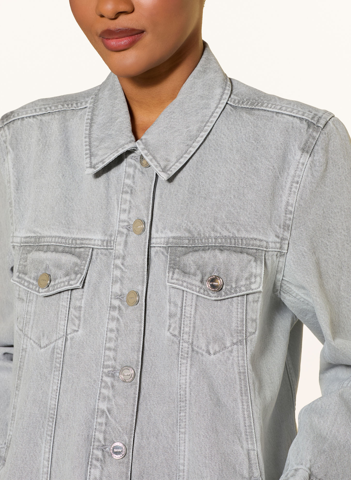 GANNI Chemise en jean: GRIS