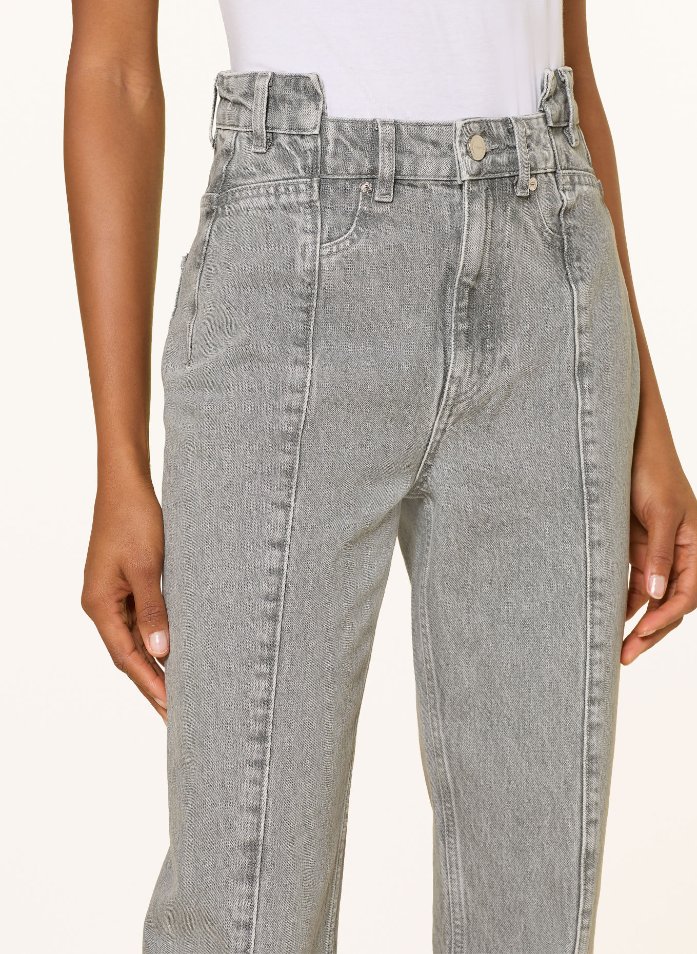GANNI Jeansy straight: ZWQ Light Grey Stone