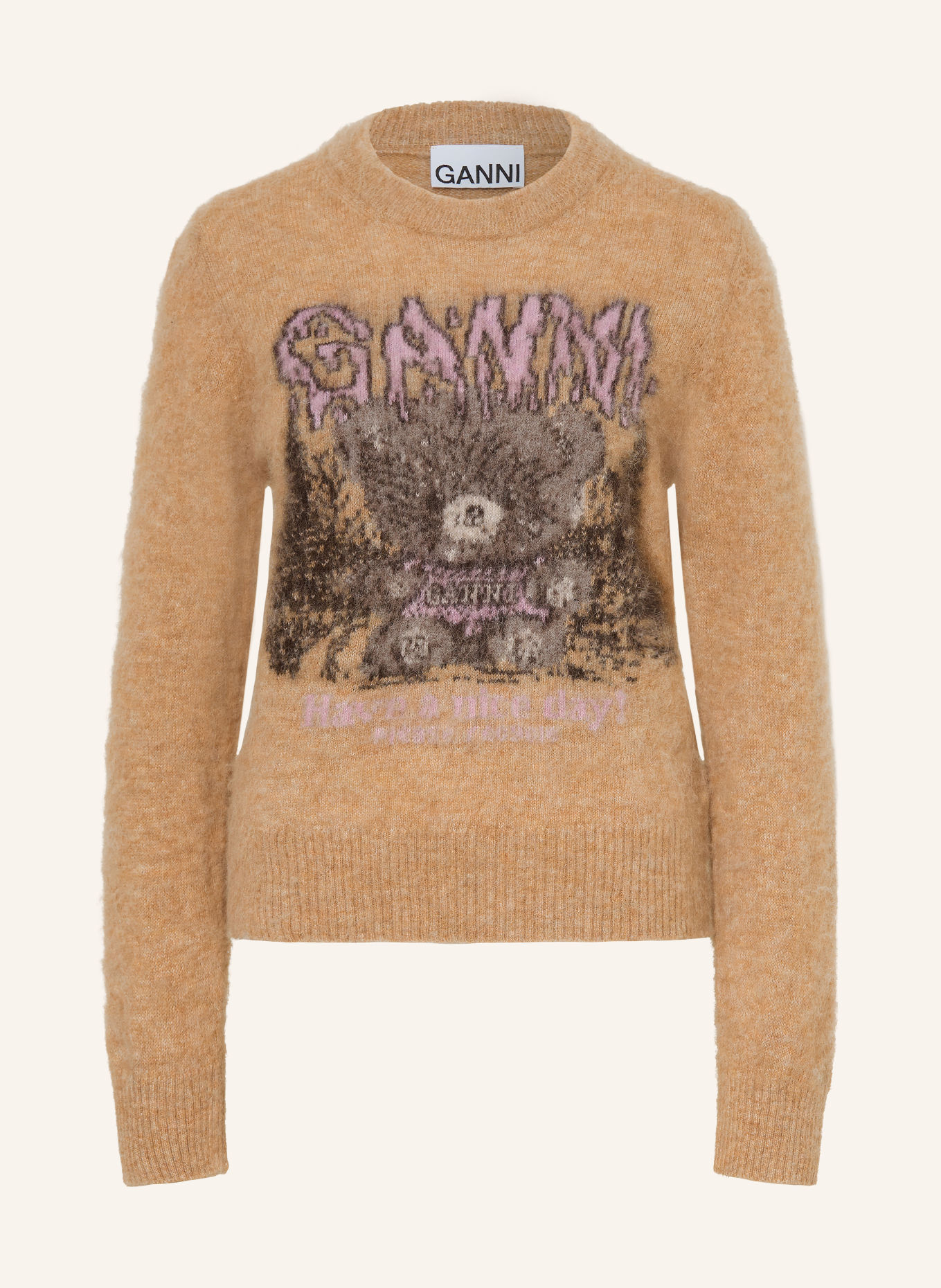 GANNI Sweter z alpaki: CAMELOWY / JASNOFIOLETOWY / CZARNY