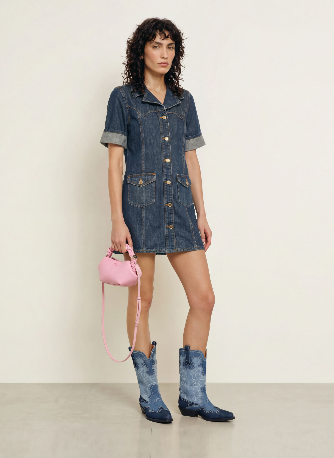 GANNI Denim dress: BLUE