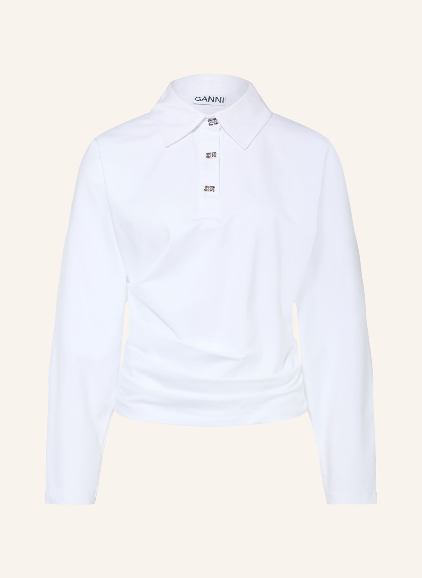 GANNI Jersey-Poloshirt: WEISS