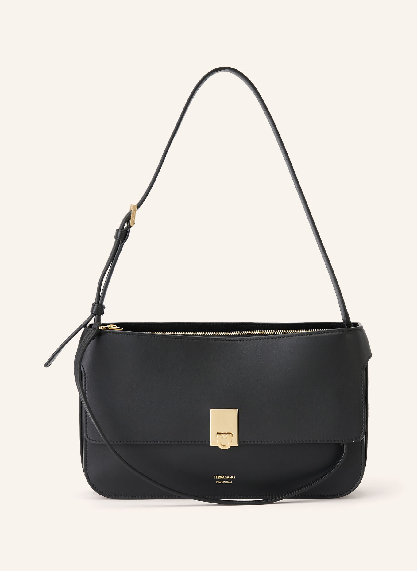 FERRAGAMO Schultertasche CARA XS: SCHWARZ / GOLD