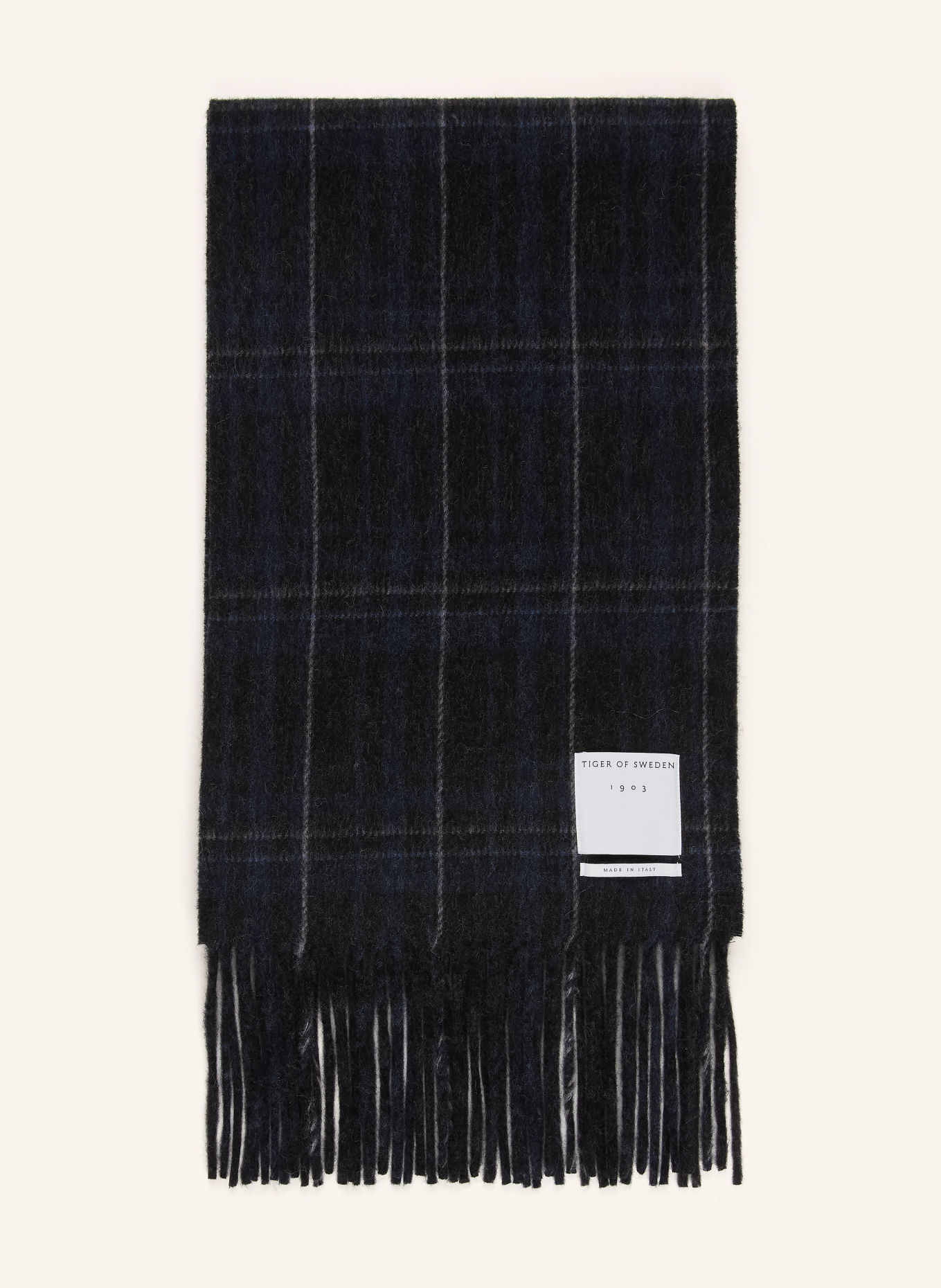TIGER OF SWEDEN Sjaal DUPLI van merinowol: DONKERBLAUW / LICHTGRIJS / BLAUW