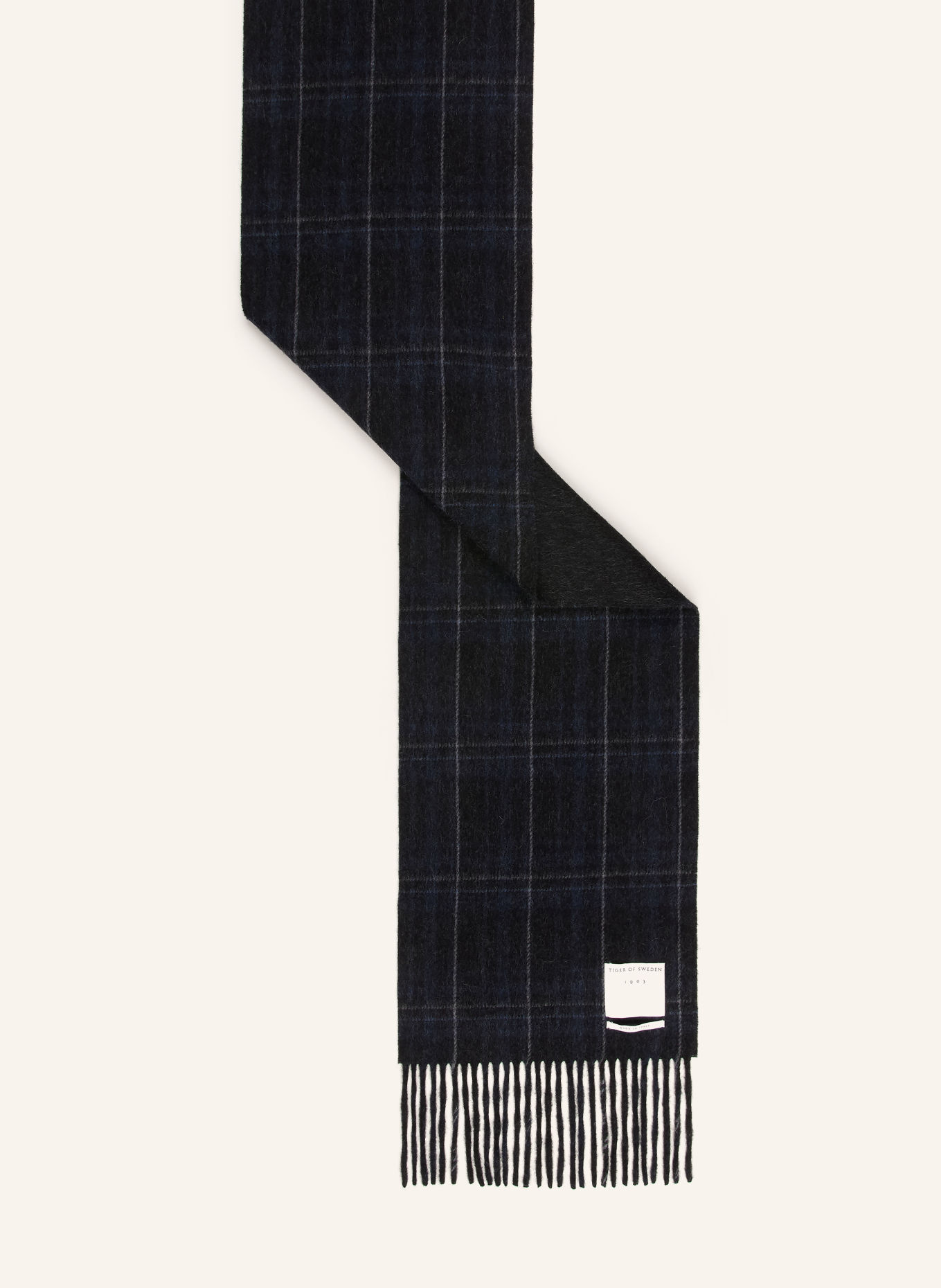 TIGER OF SWEDEN Sjaal DUPLI van merinowol: DONKERBLAUW / LICHTGRIJS / BLAUW