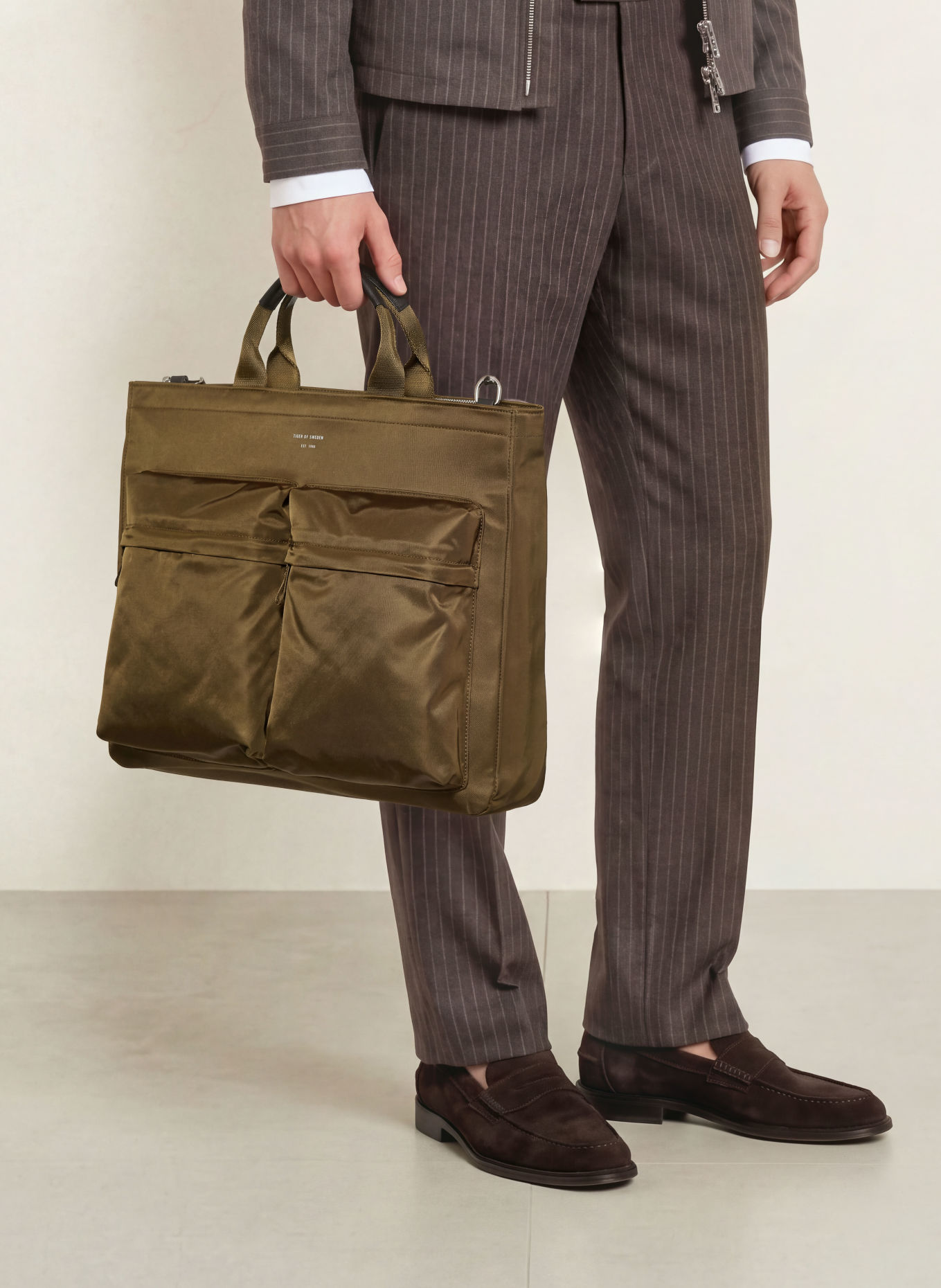 TIGER OF SWEDEN SONOR Office bag: OLIVE / SILVER