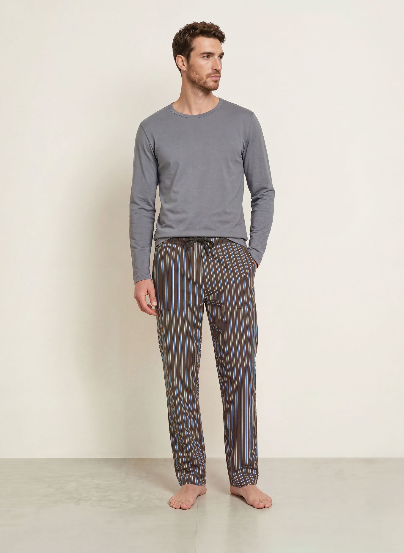 CALIDA RMX SLEEP HOLIDAY Pajama bottoms: DARK BROWN / BLUE / WHITE