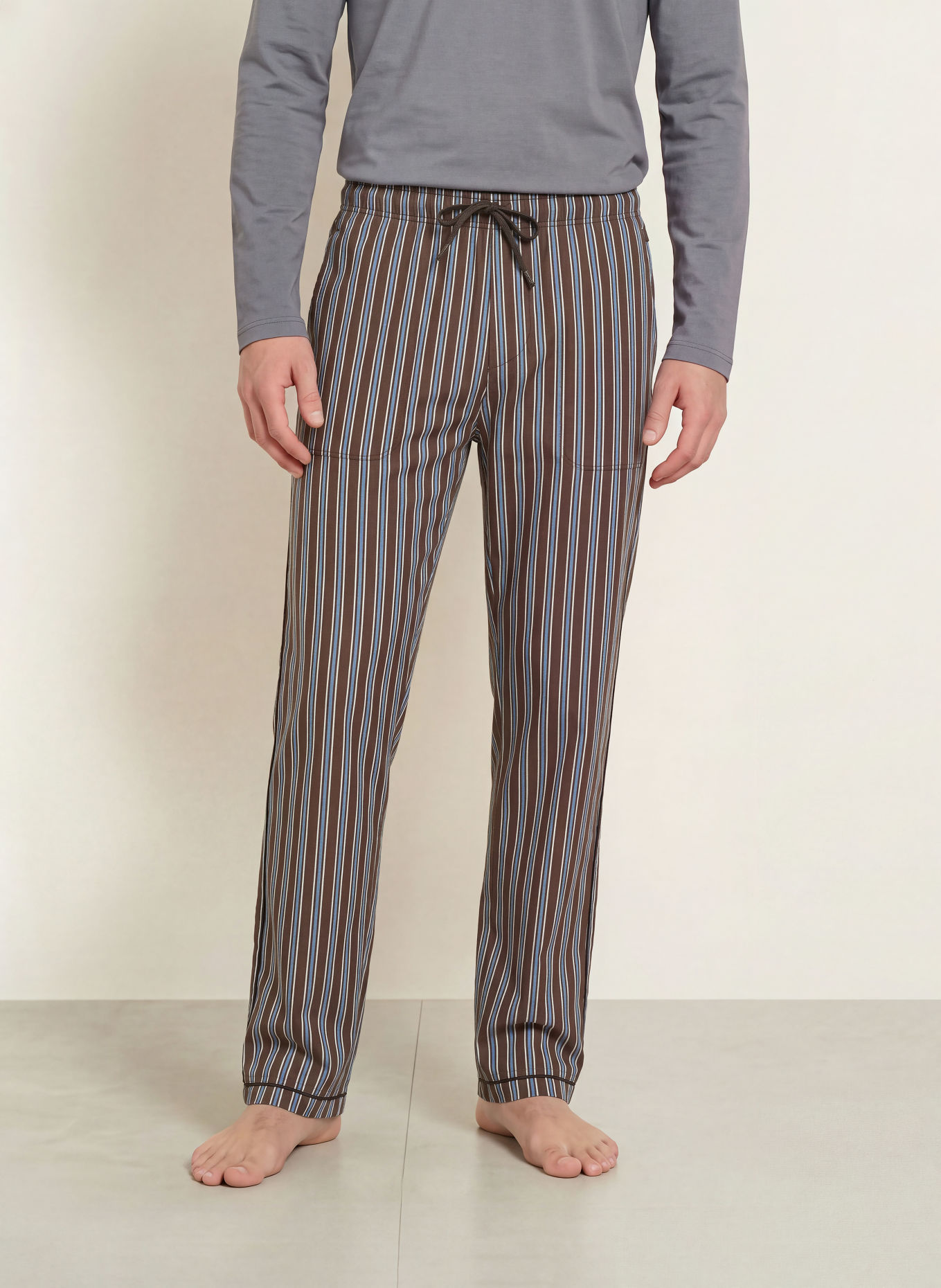 CALIDA RMX SLEEP HOLIDAY Pajama bottoms: DARK BROWN / BLUE / WHITE