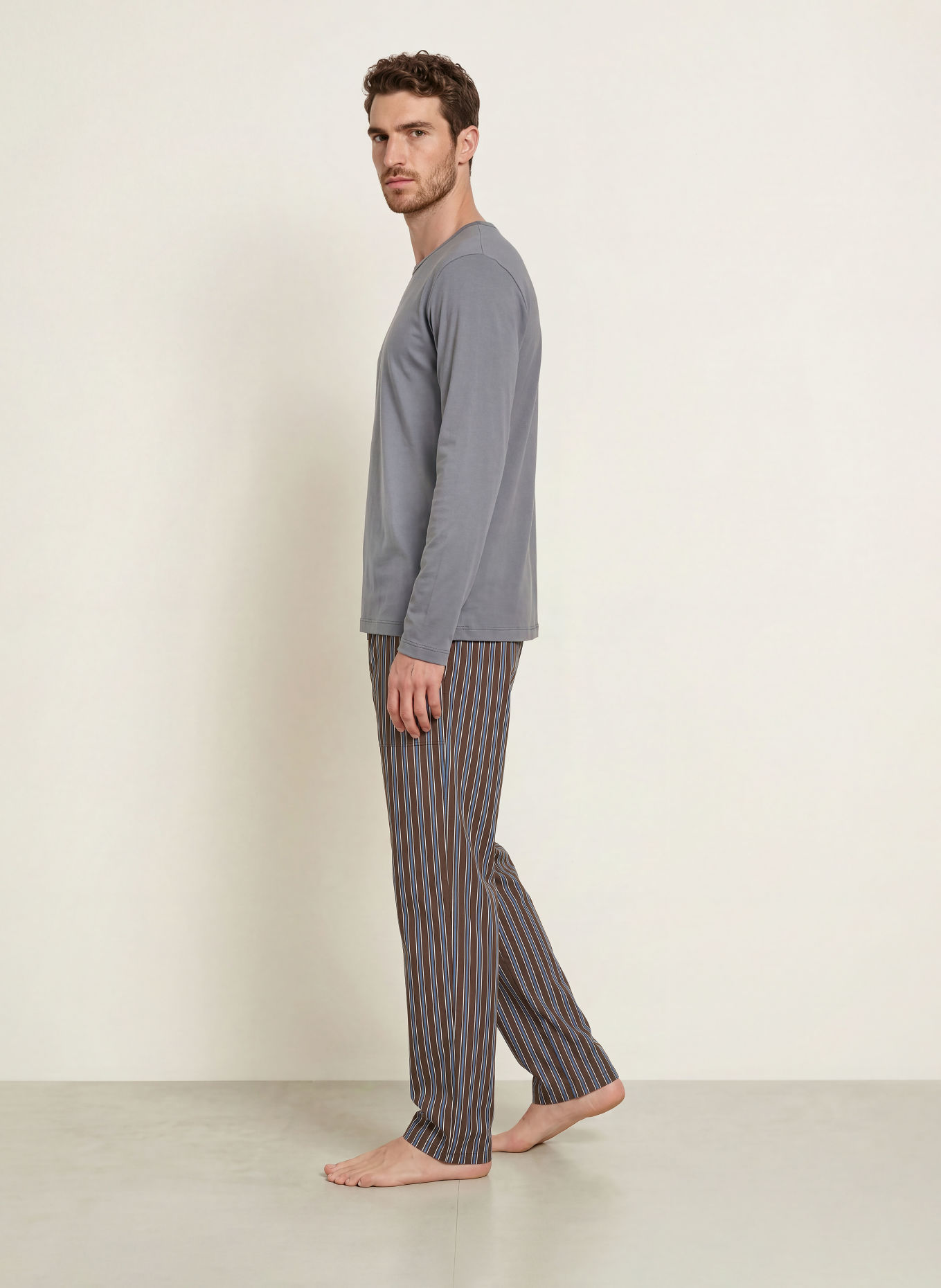 CALIDA RMX SLEEP HOLIDAY Pajama bottoms: DARK BROWN / BLUE / WHITE