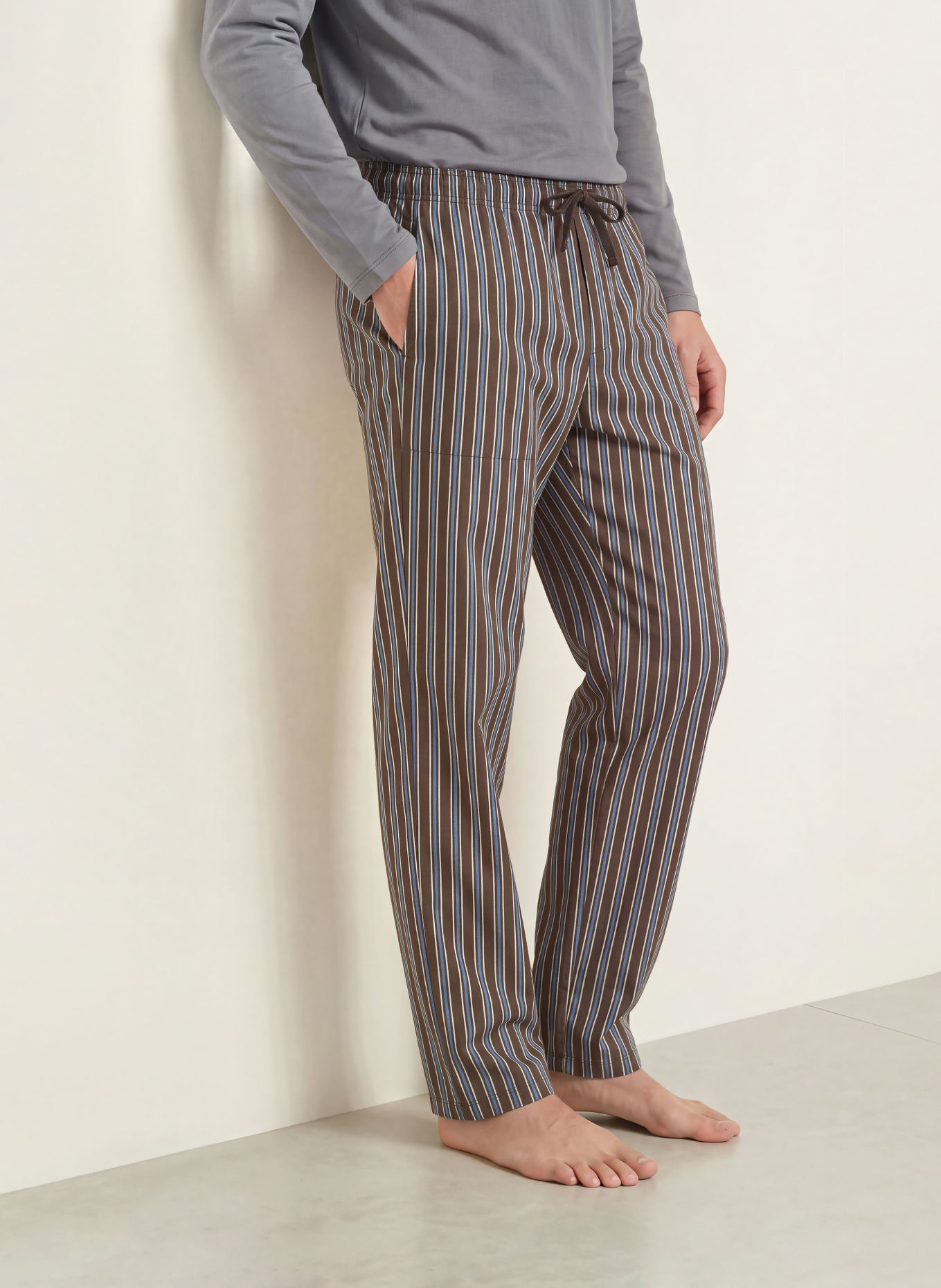 CALIDA RMX SLEEP HOLIDAY Pajama bottoms: DARK BROWN / BLUE / WHITE