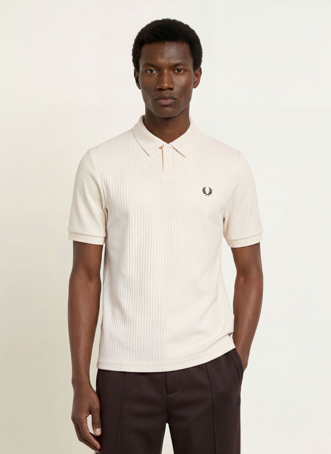 FRED PERRY Jersey-poloshirt: ECRU