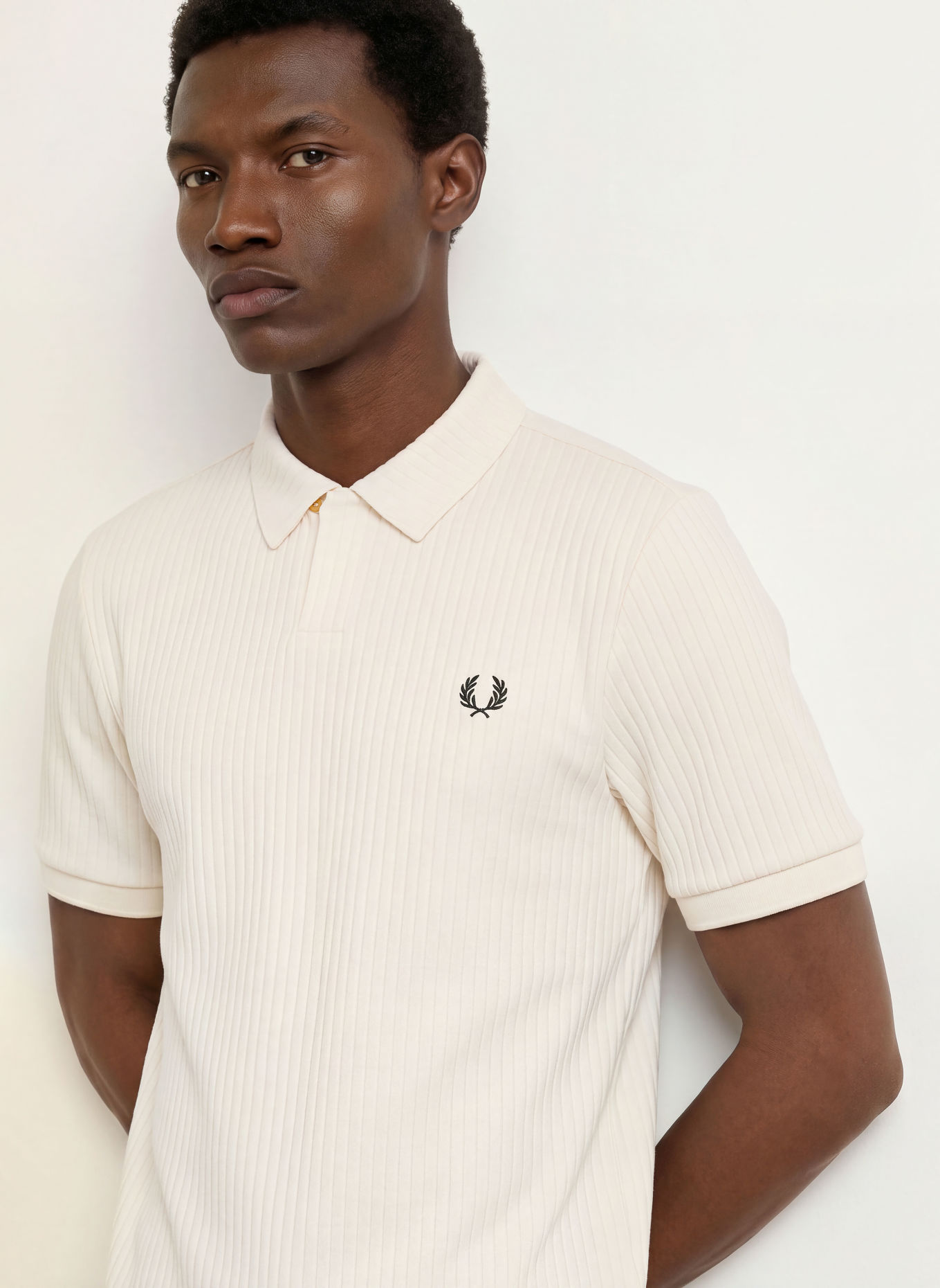 FRED PERRY Jersey-poloshirt: ECRU