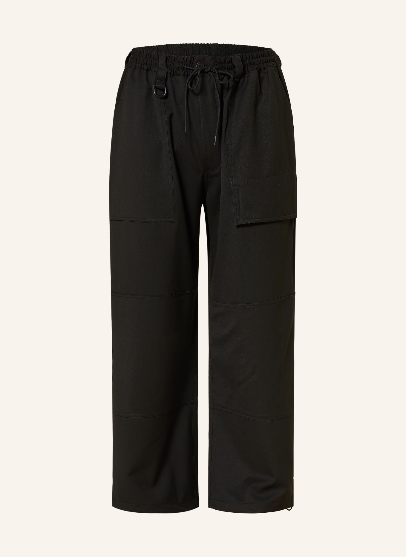 Y-3 Wide-Fit Cargo Trousers: BLACK