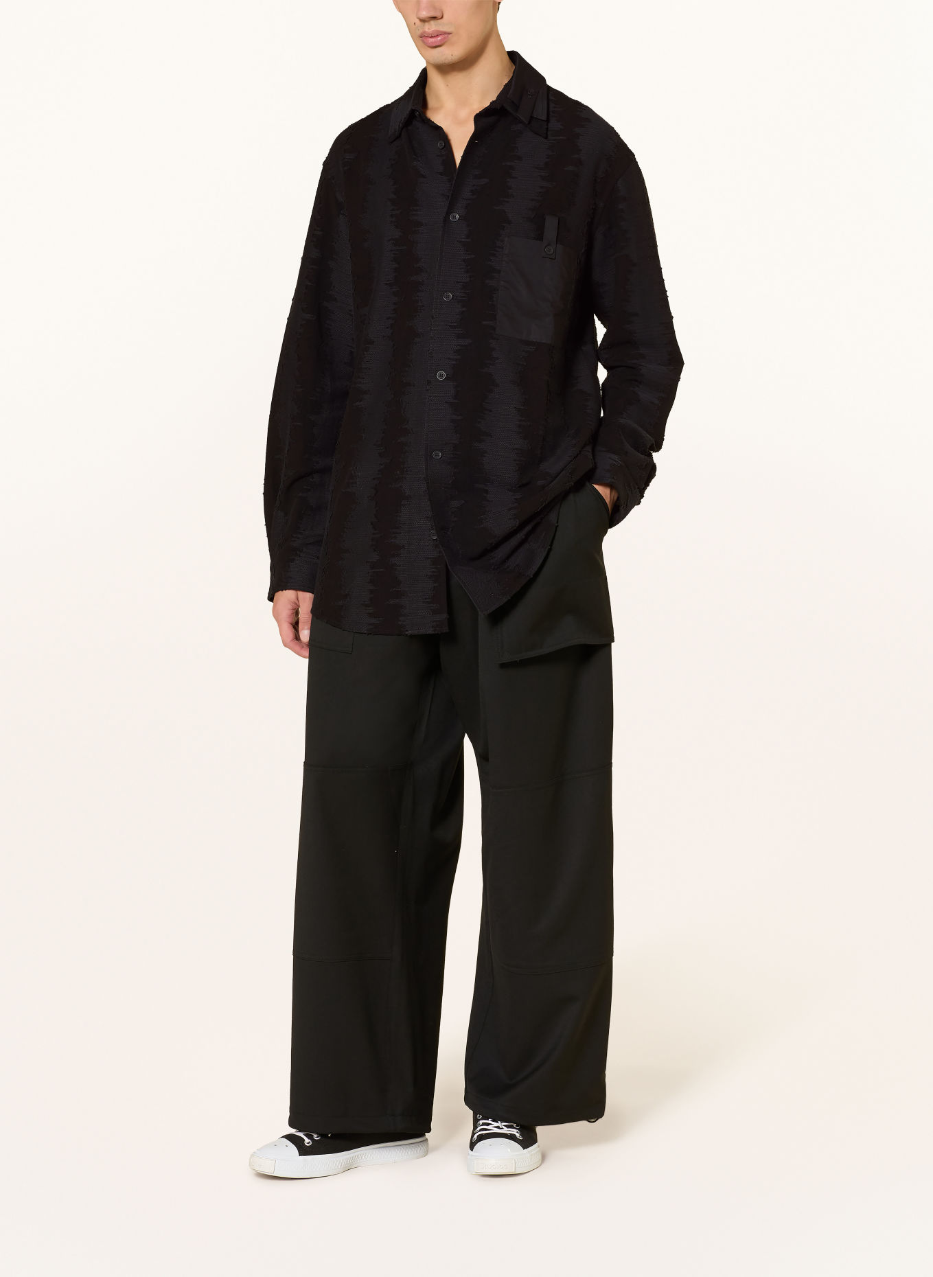 Y-3 Jacquard-Hemd Comfort Fit: SCHWARZ