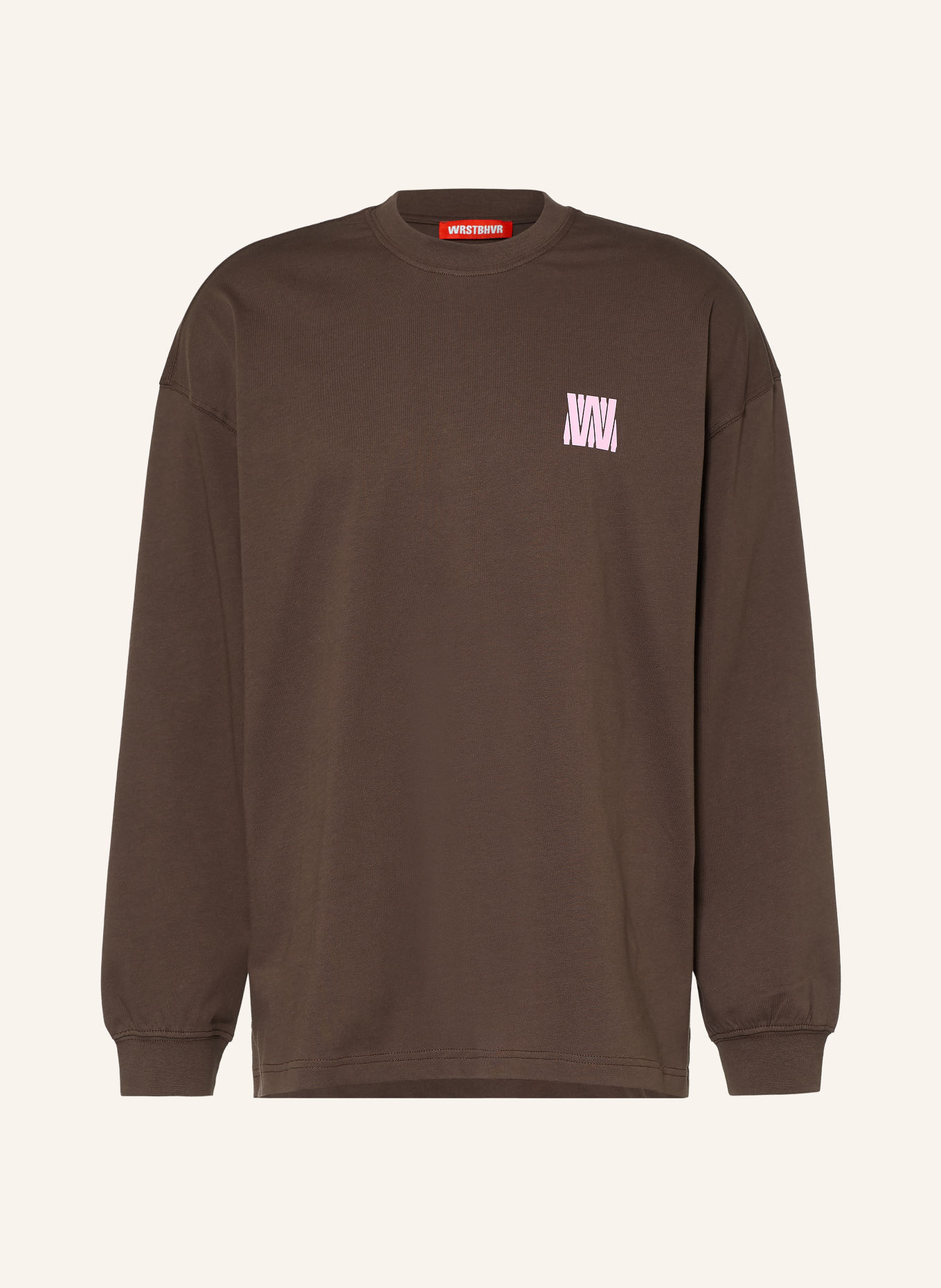 WRSTBHVR Longsleeve STUDIO V14: DUNKELBRAUN / ROSA