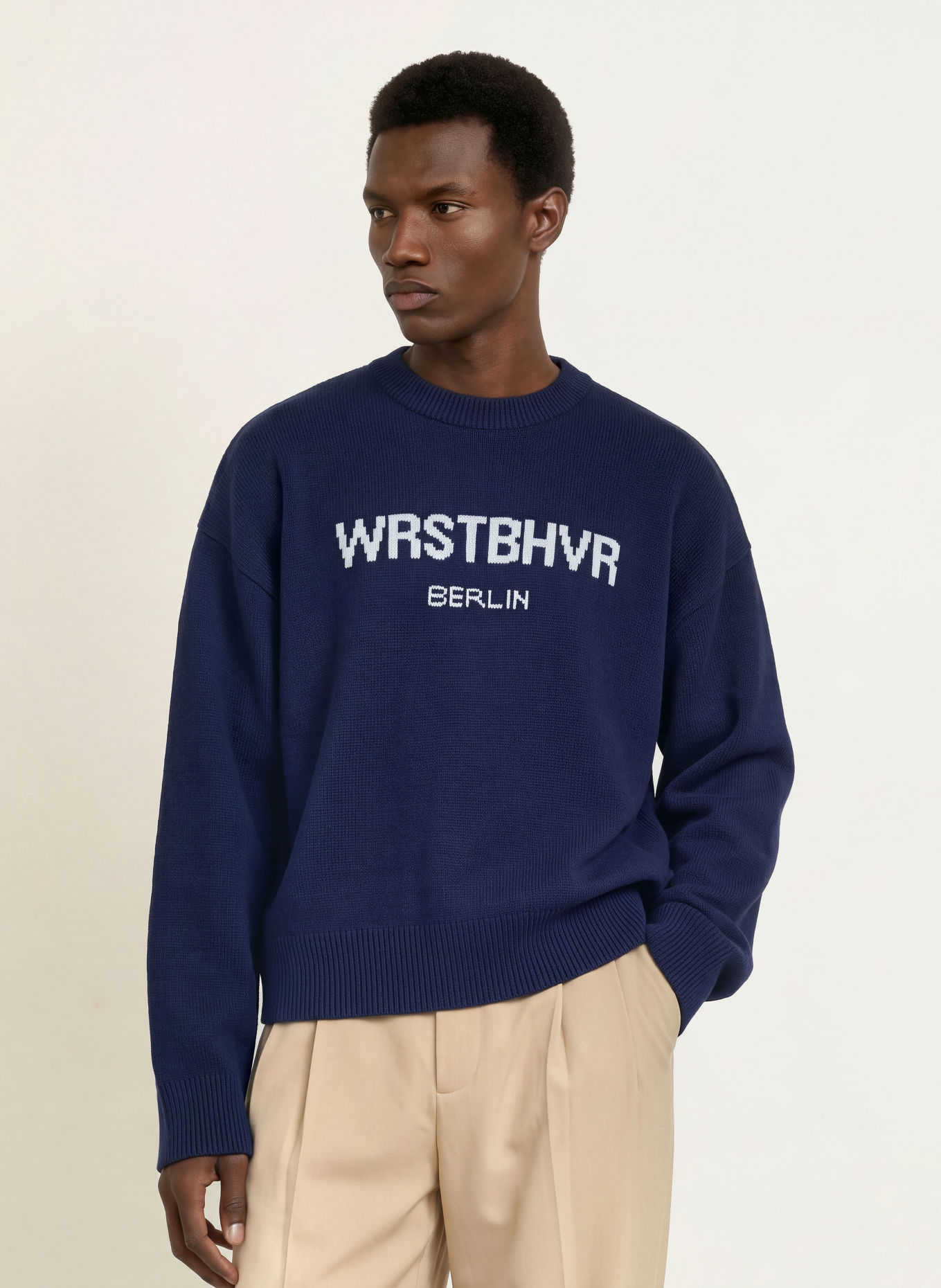 WRSTBHVR Merino Wool Sweaters: DARK BLUE / LIGHT BLUE