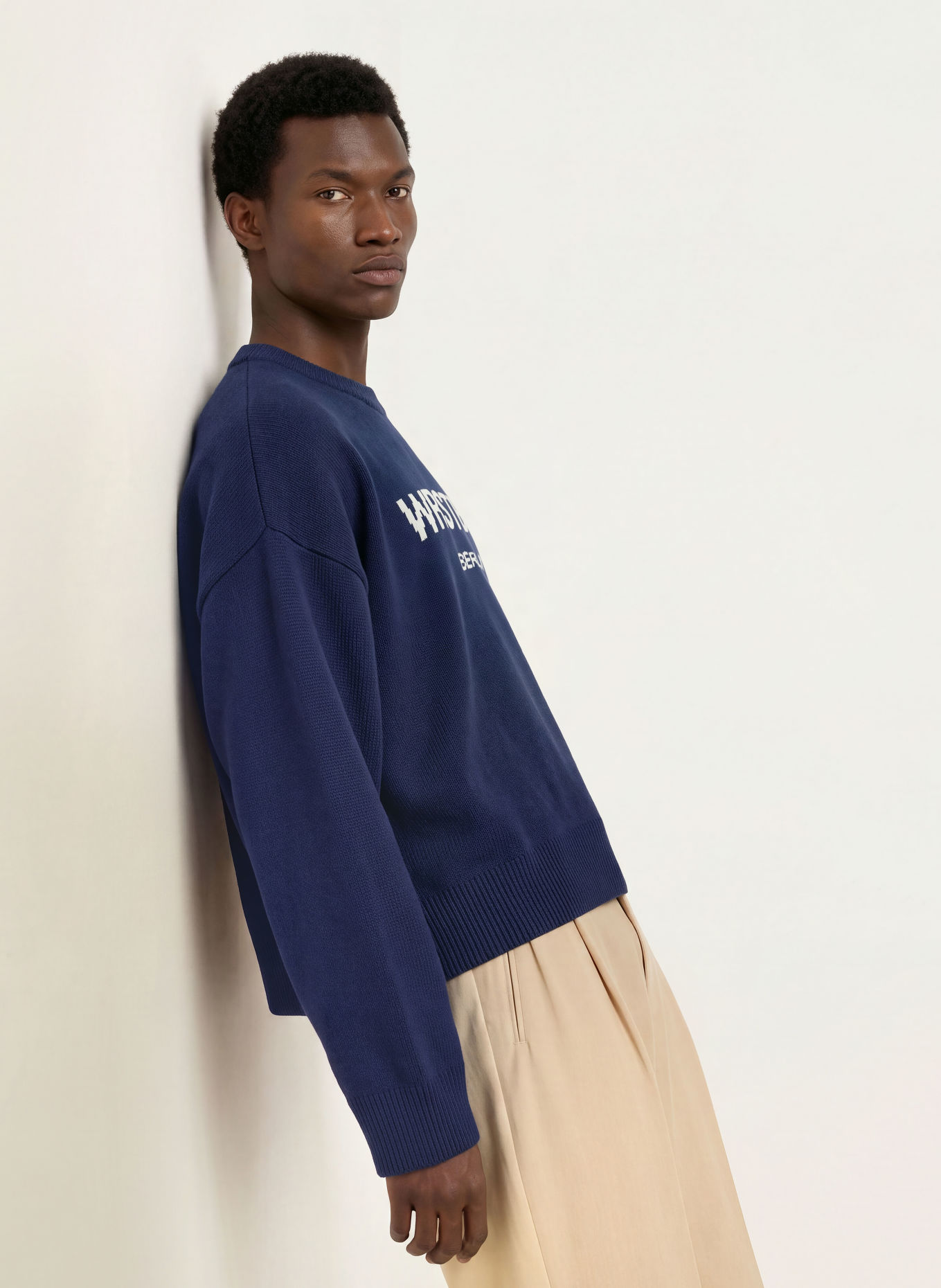 WRSTBHVR Merino Wool Sweaters: DARK BLUE / LIGHT BLUE