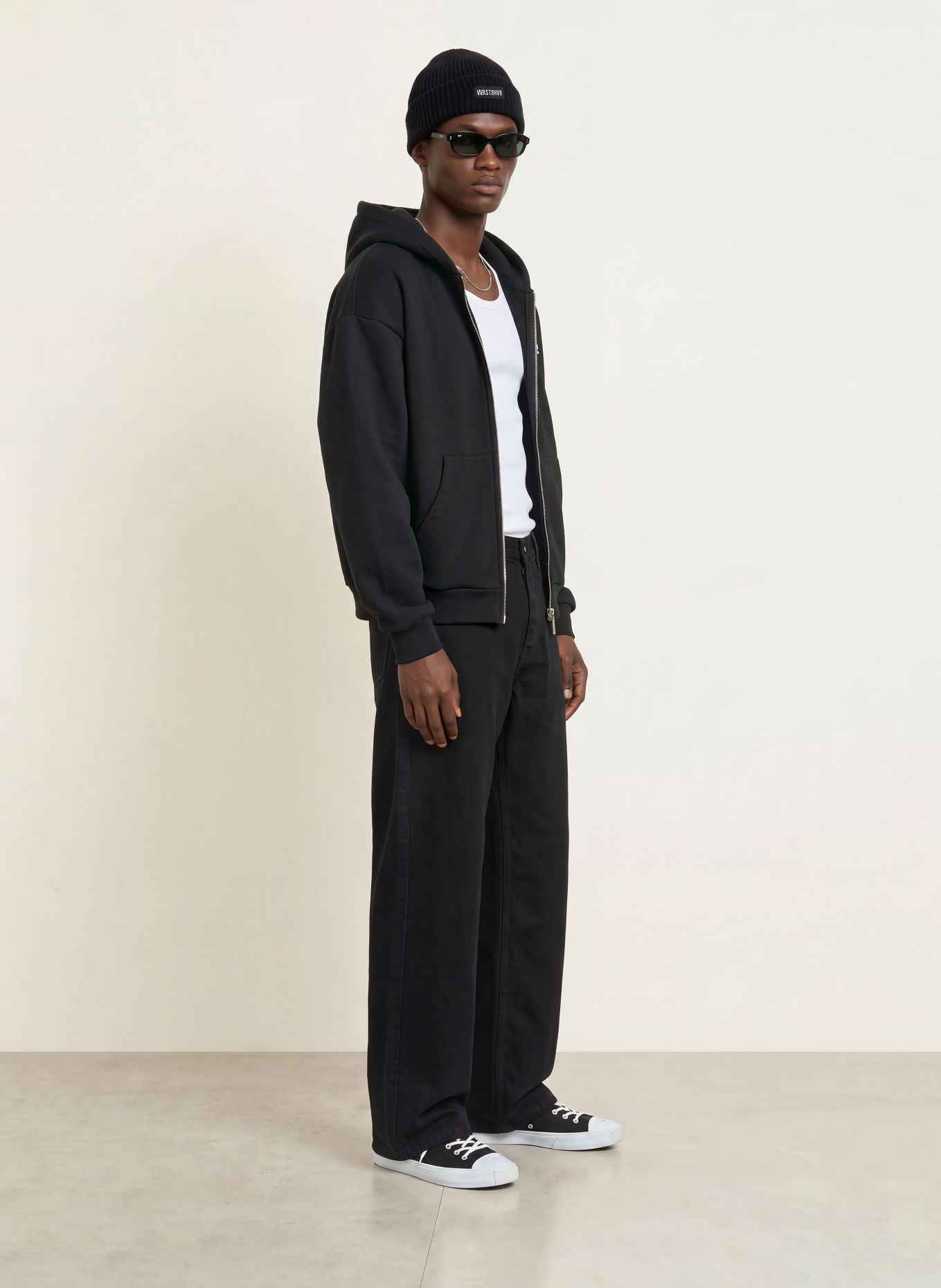 WRSTBHVR Sweatjacke STUDIO: SCHWARZ / WEISS