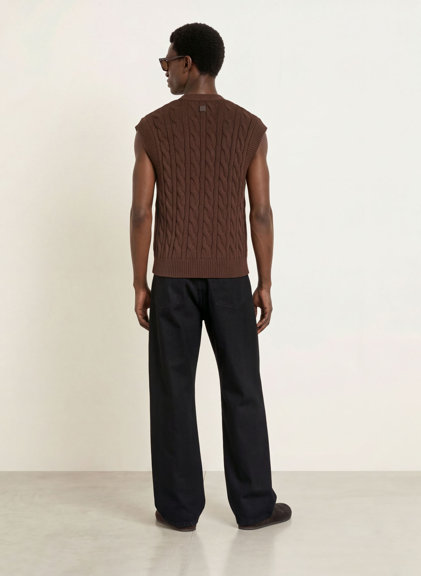 WRSTBHVR IMRAN Knit Vest: DARK BROWN