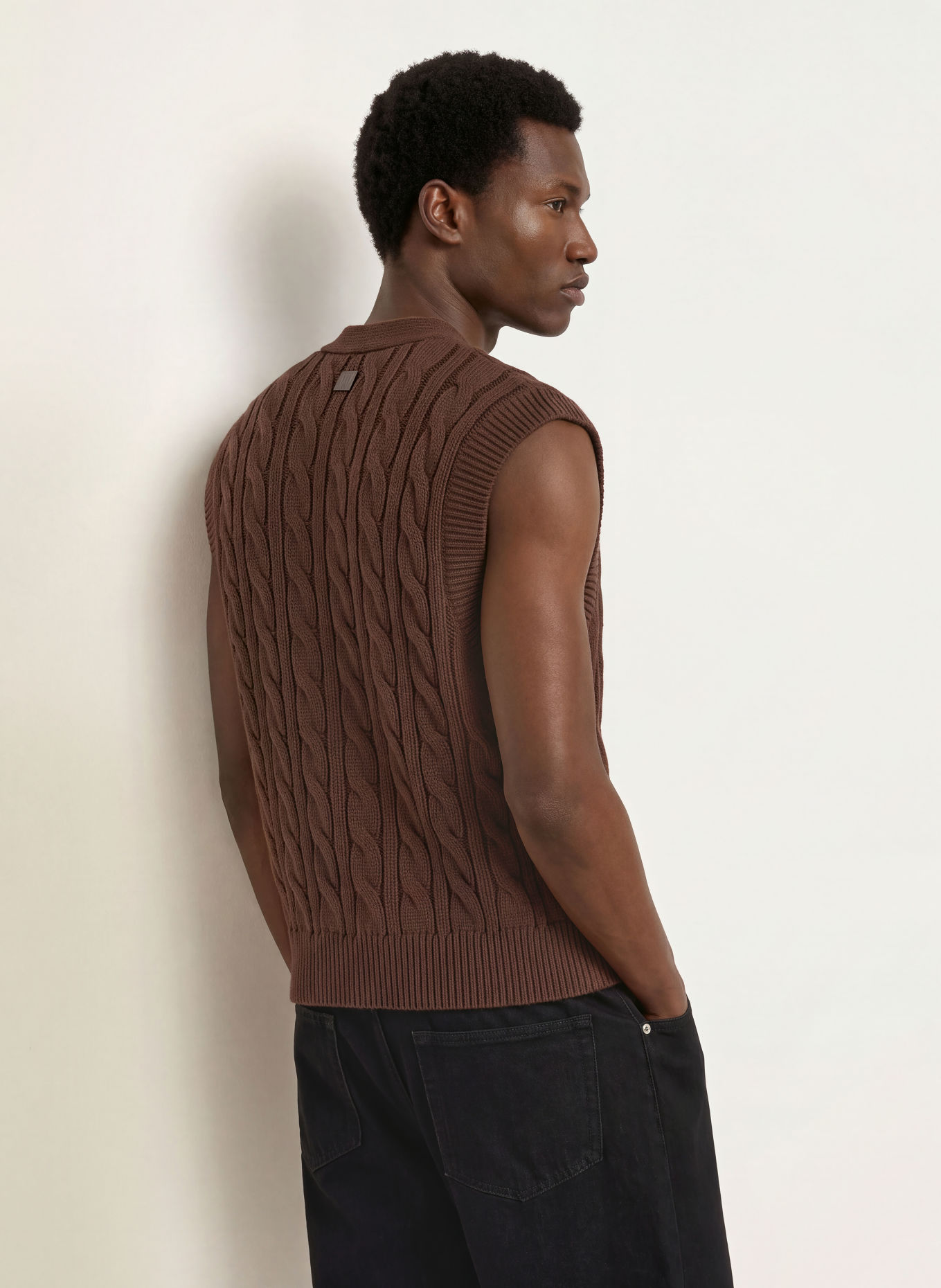 WRSTBHVR IMRAN Knit Vest: DARK BROWN