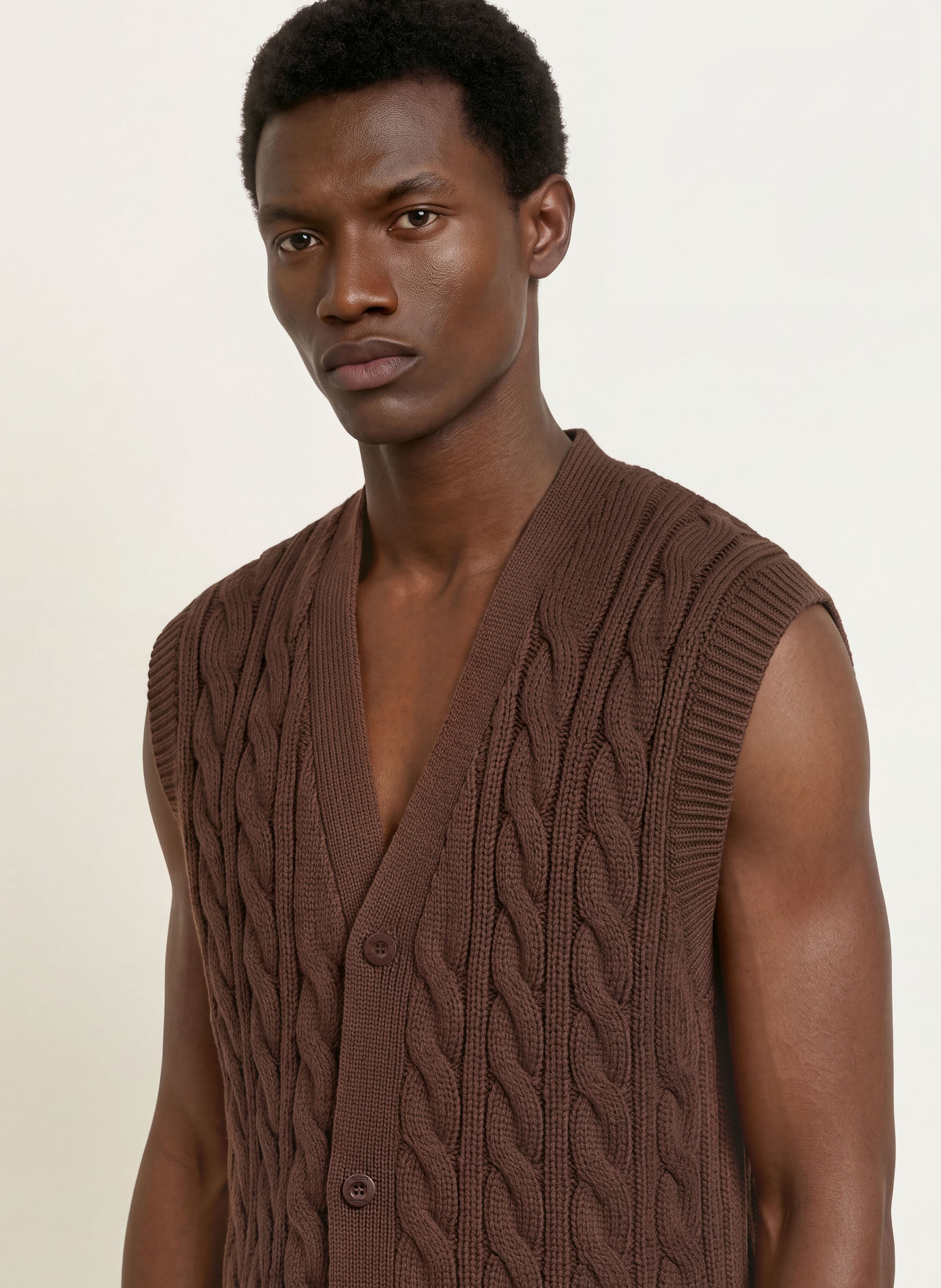 WRSTBHVR IMRAN Knit Vest: DARK BROWN