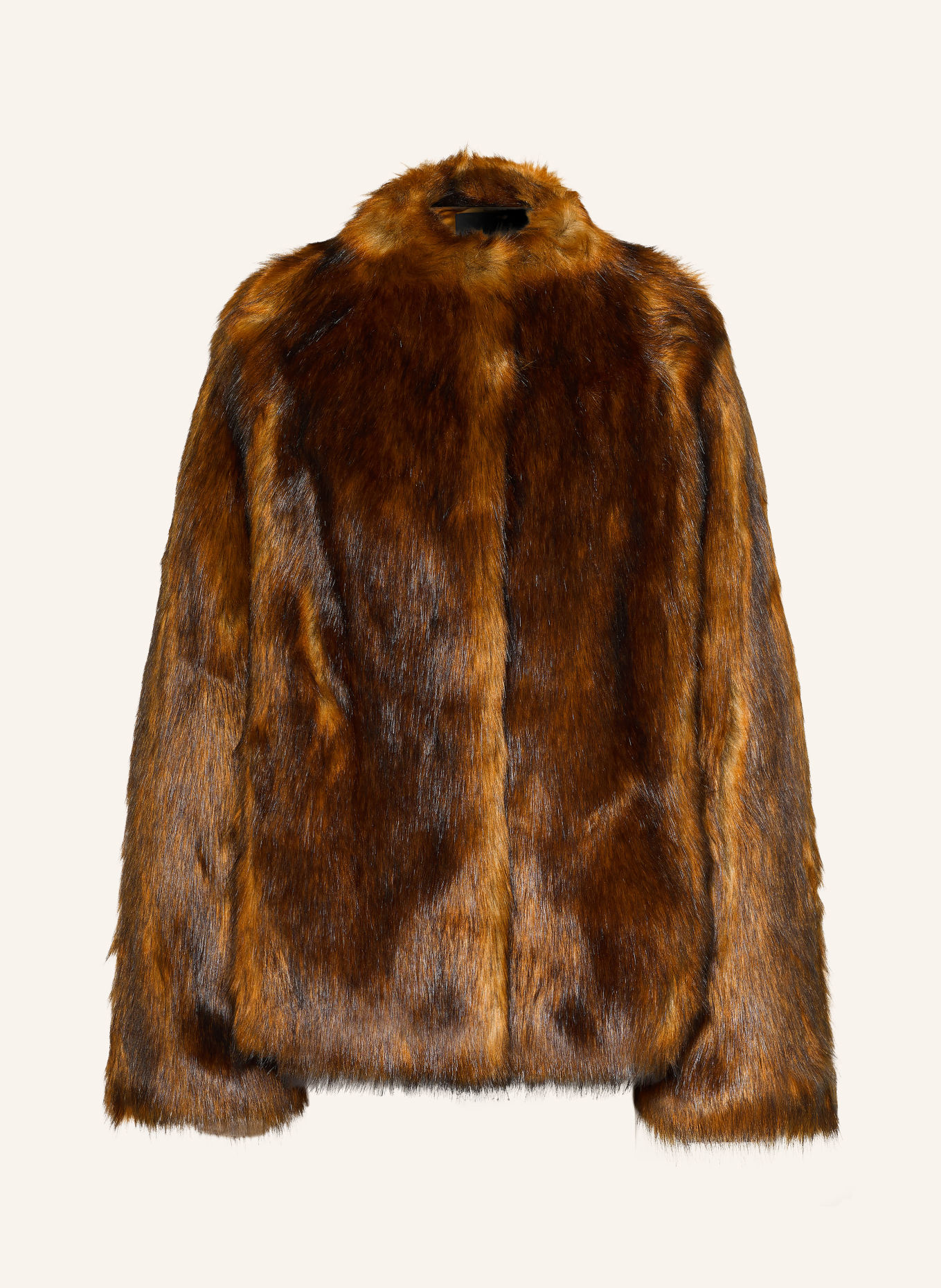PATRIZIA PEPE Faux Fur Jacket: DARK ORANGE / YELLOW / BLACK